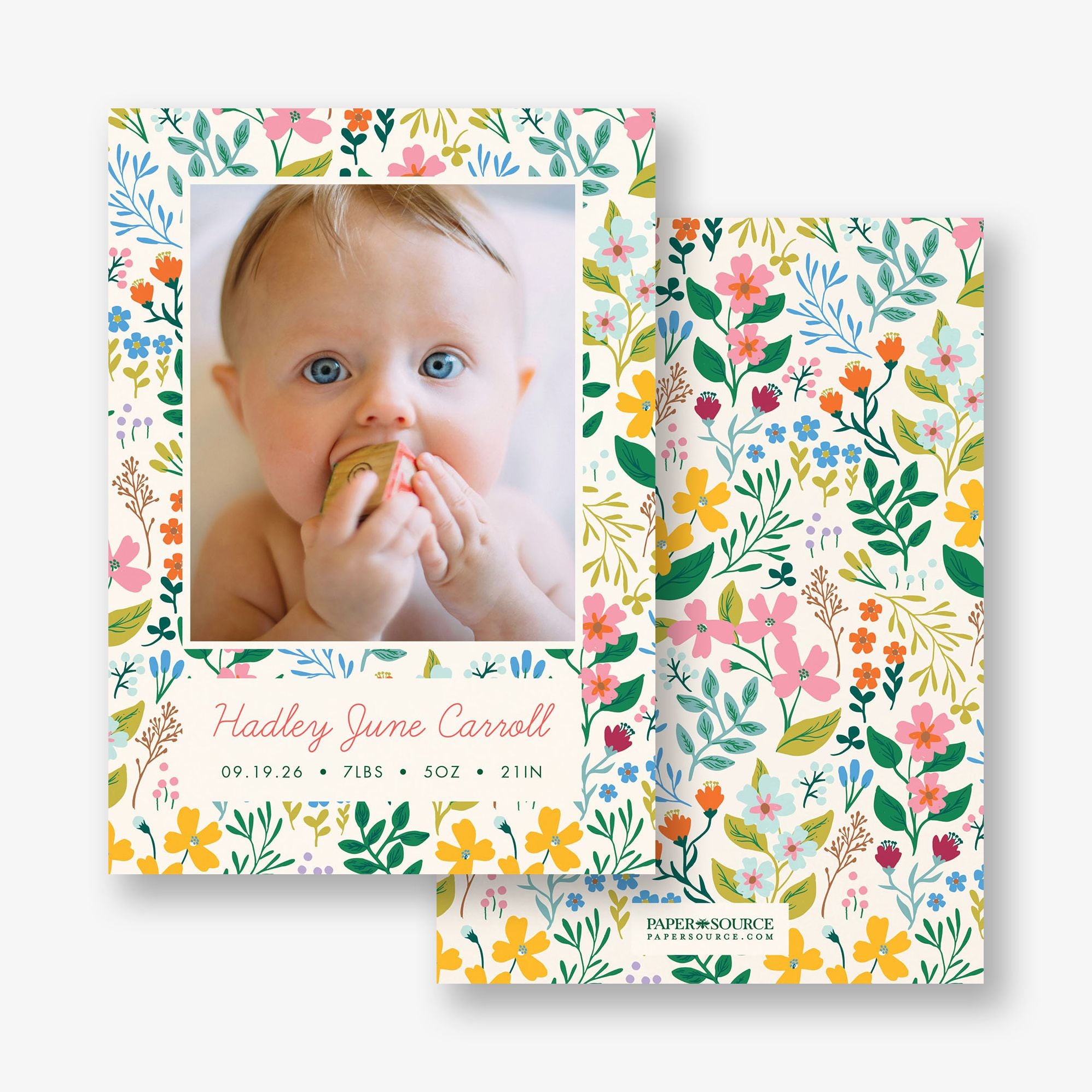 Playful Florals Photo Baby Announcement