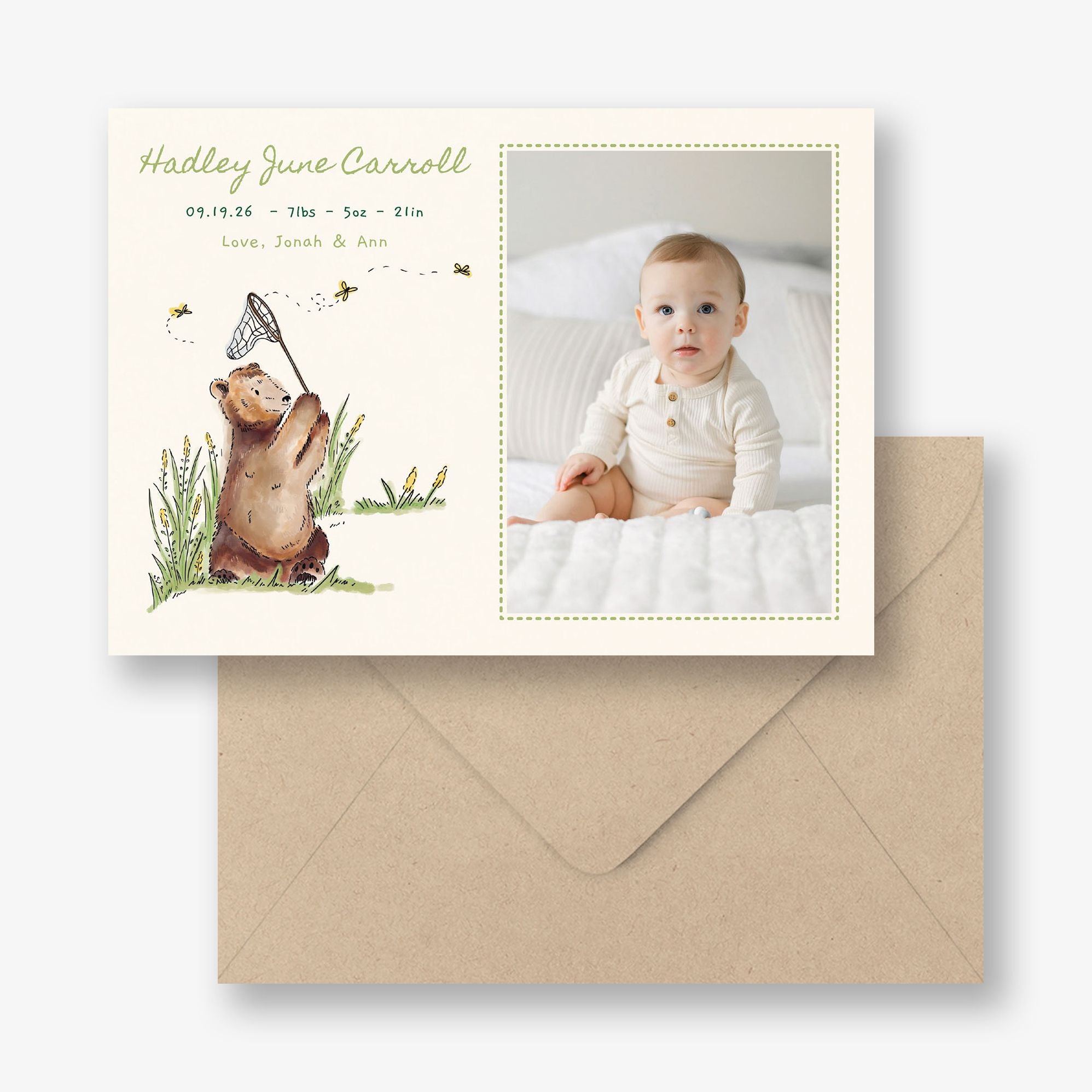 Storybook Bear Photo Baby Announcement