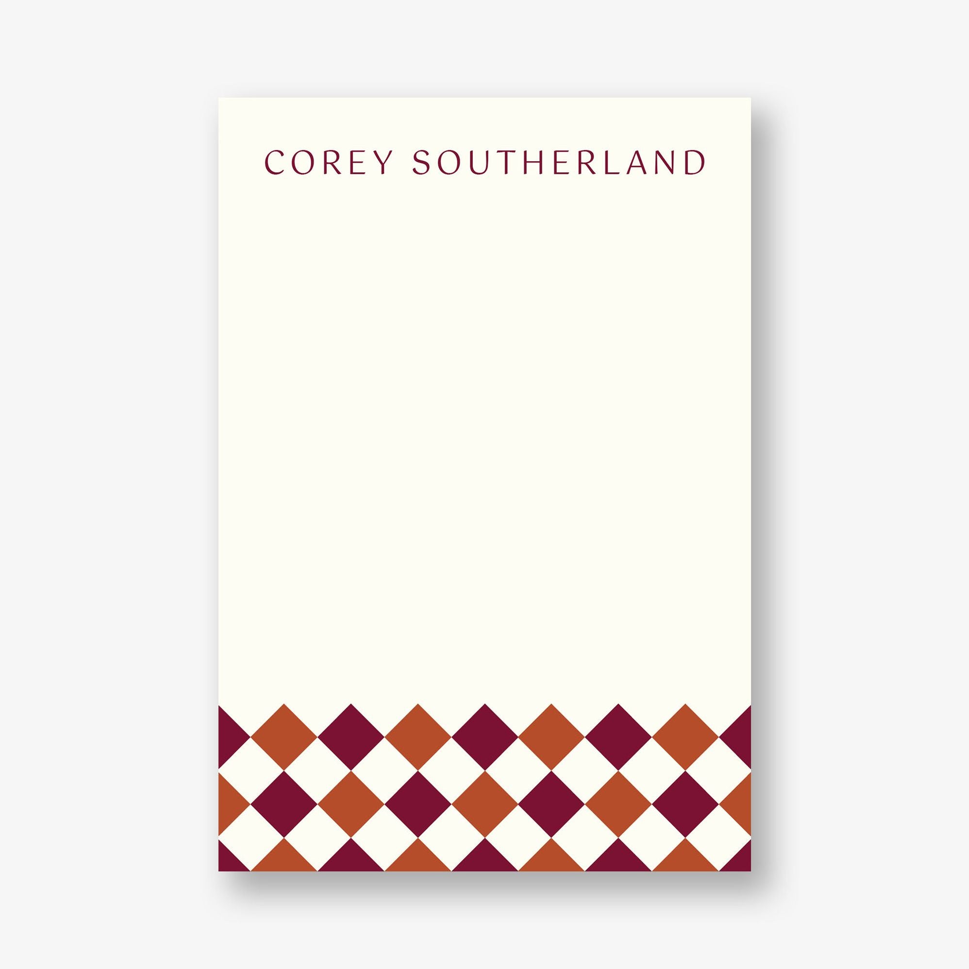 Colorblock Diamond Check Personalized Notepad Set