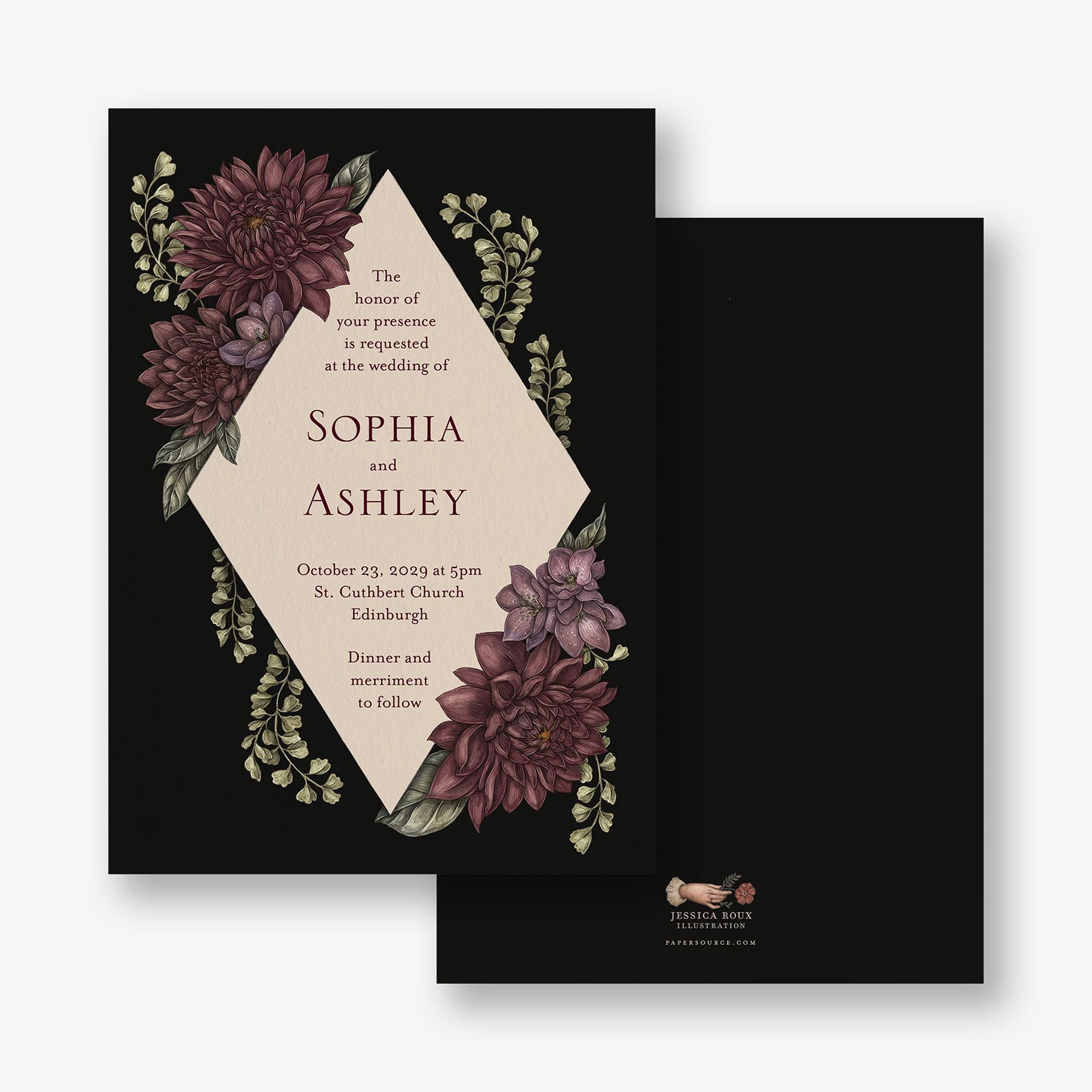 Moody Dahlias Wedding Invitation