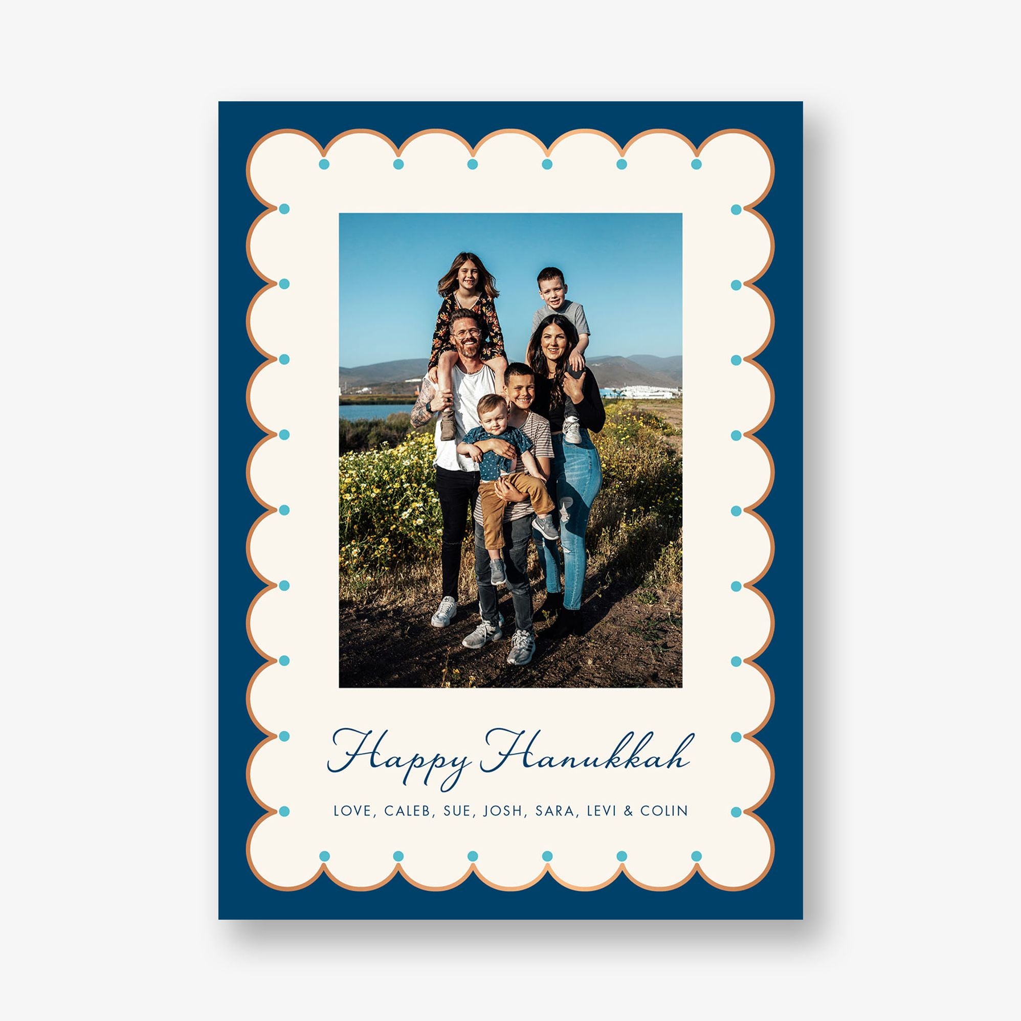 Festive Foil Scallops Hanukkah Photo Card
