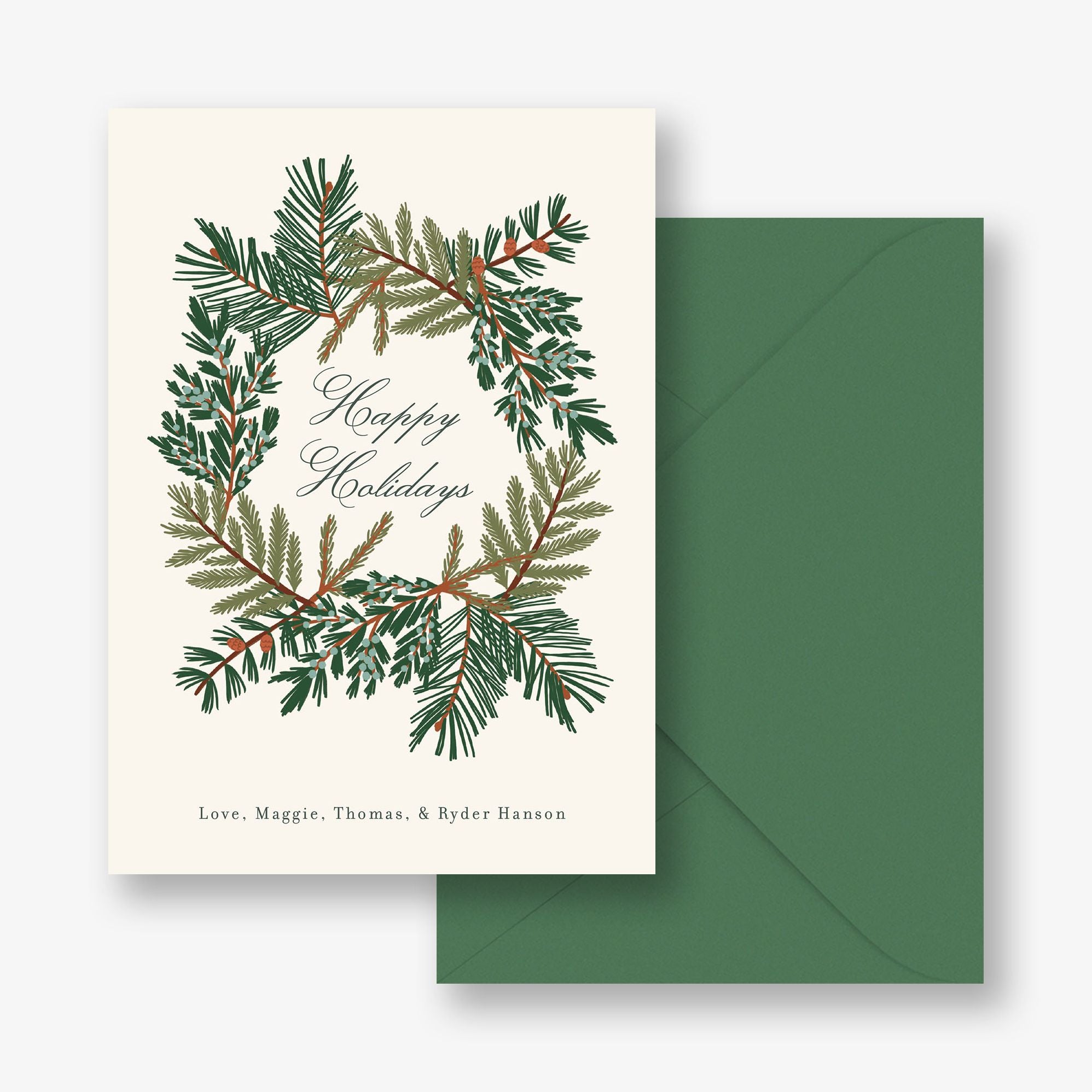Pine Bough Frame Holiday Card