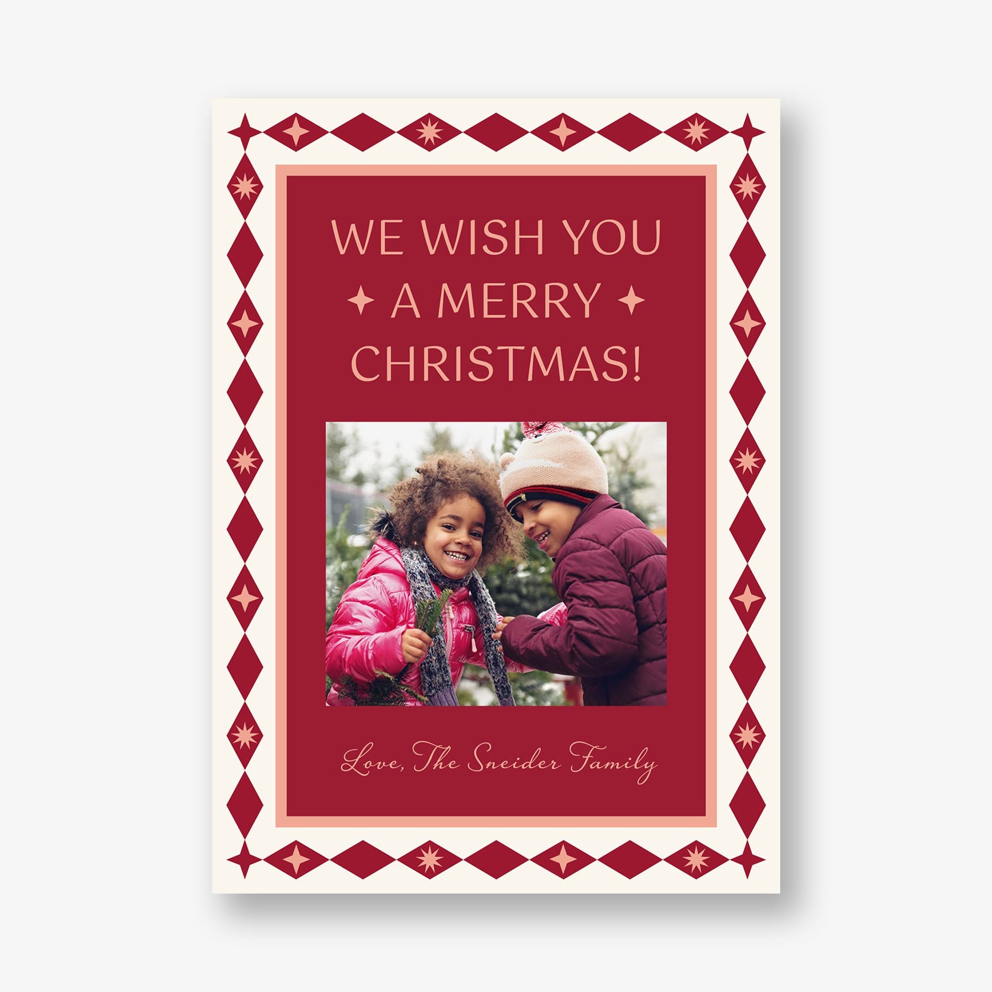 Retro Diamond Holiday Photo Card