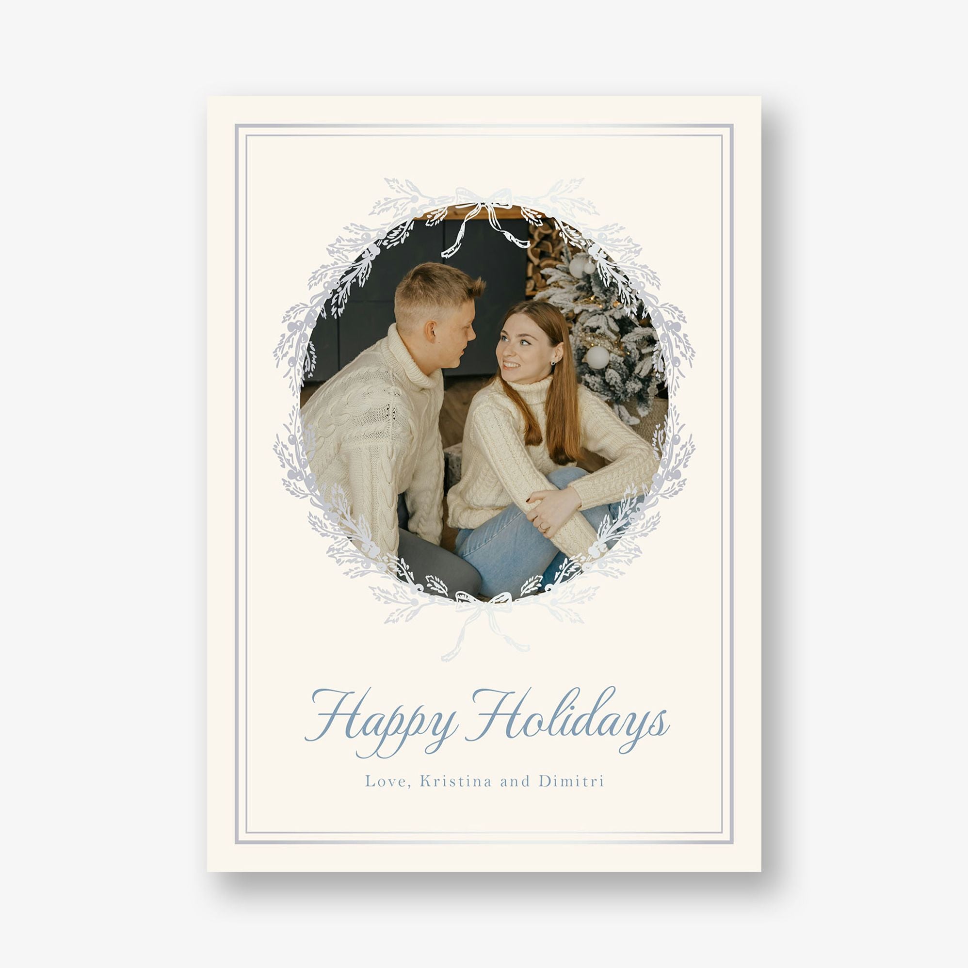 Winter Toile Foil Frame Holiday Photo Card