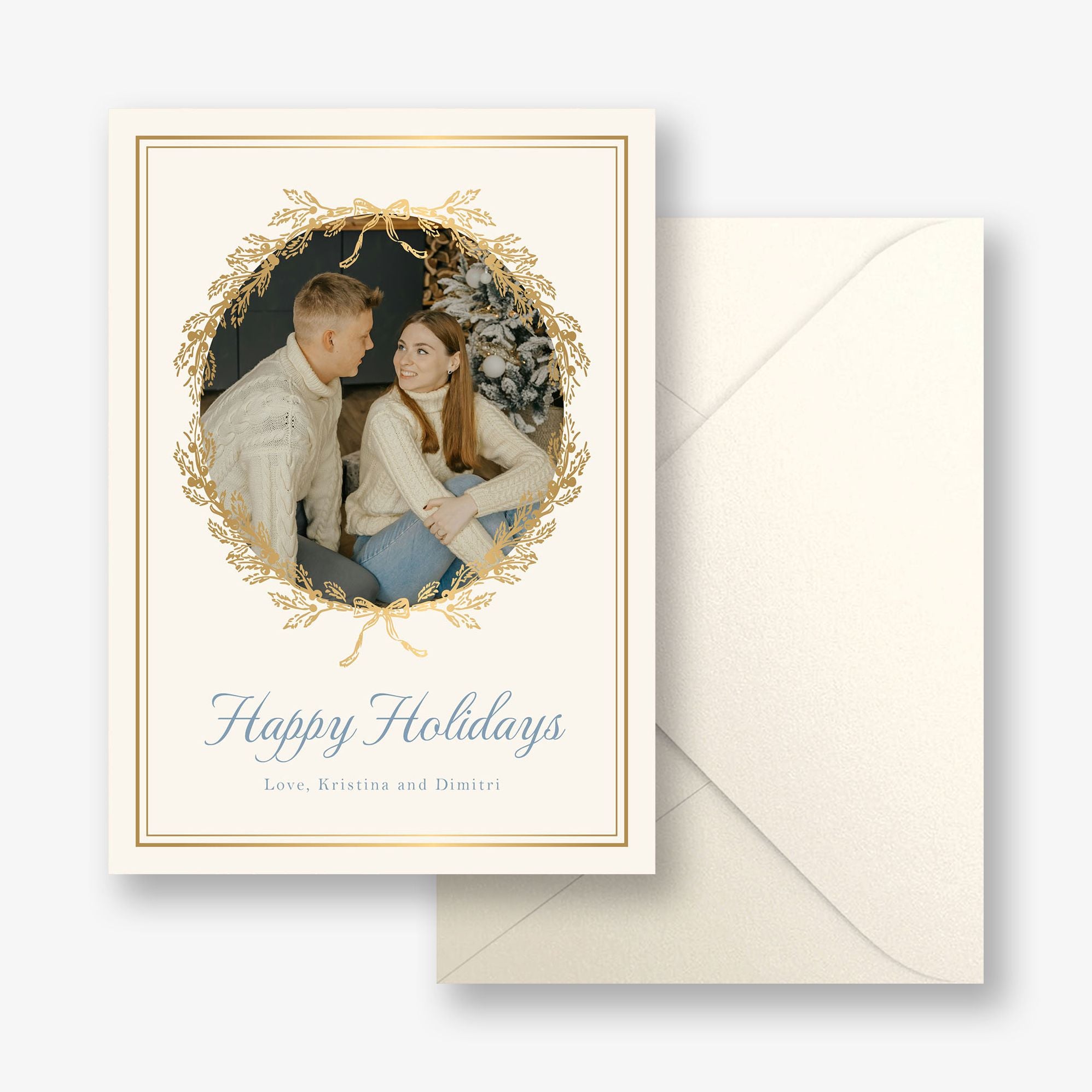 Winter Toile Foil Frame Holiday Photo Card