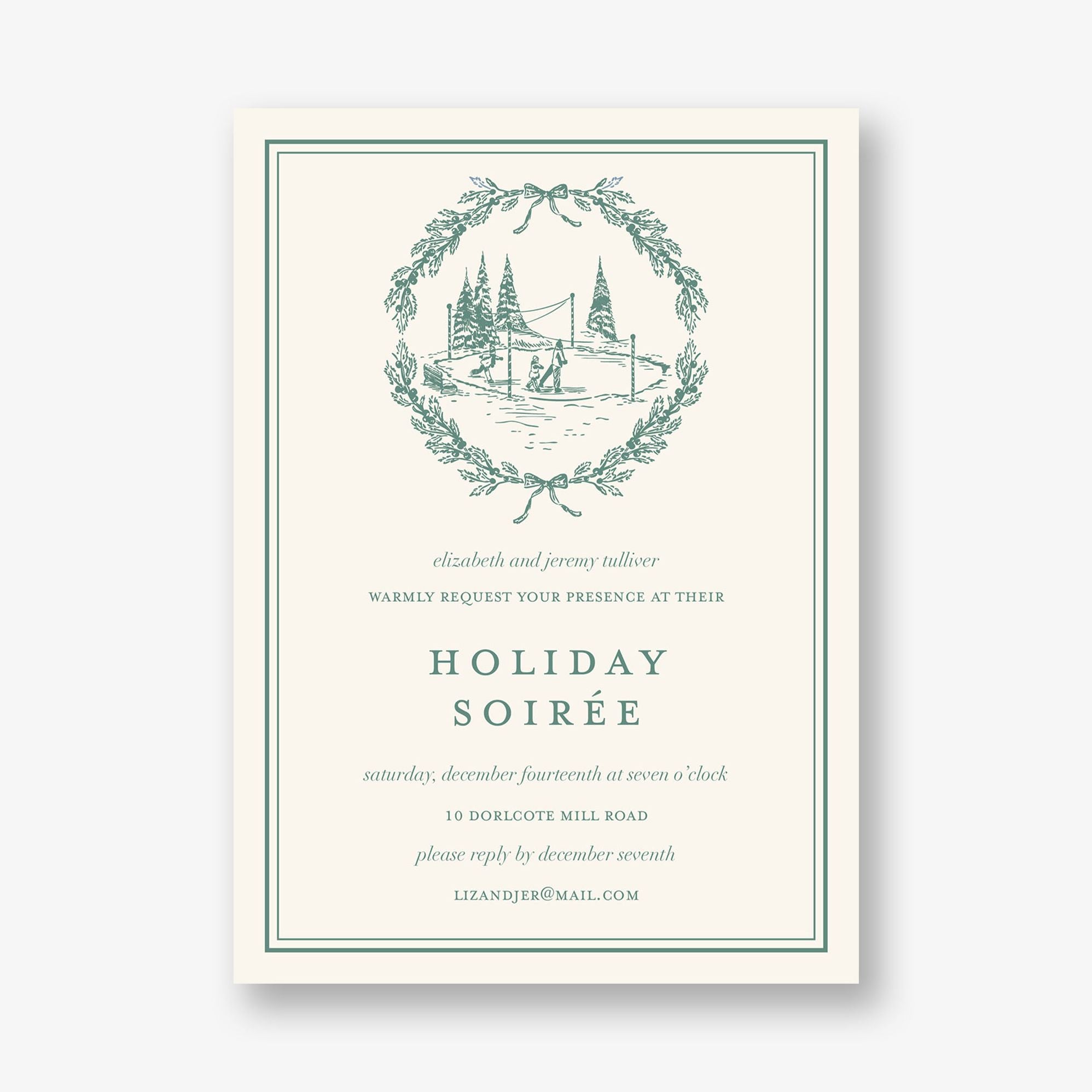 Winter Toile Holiday Party Invitation