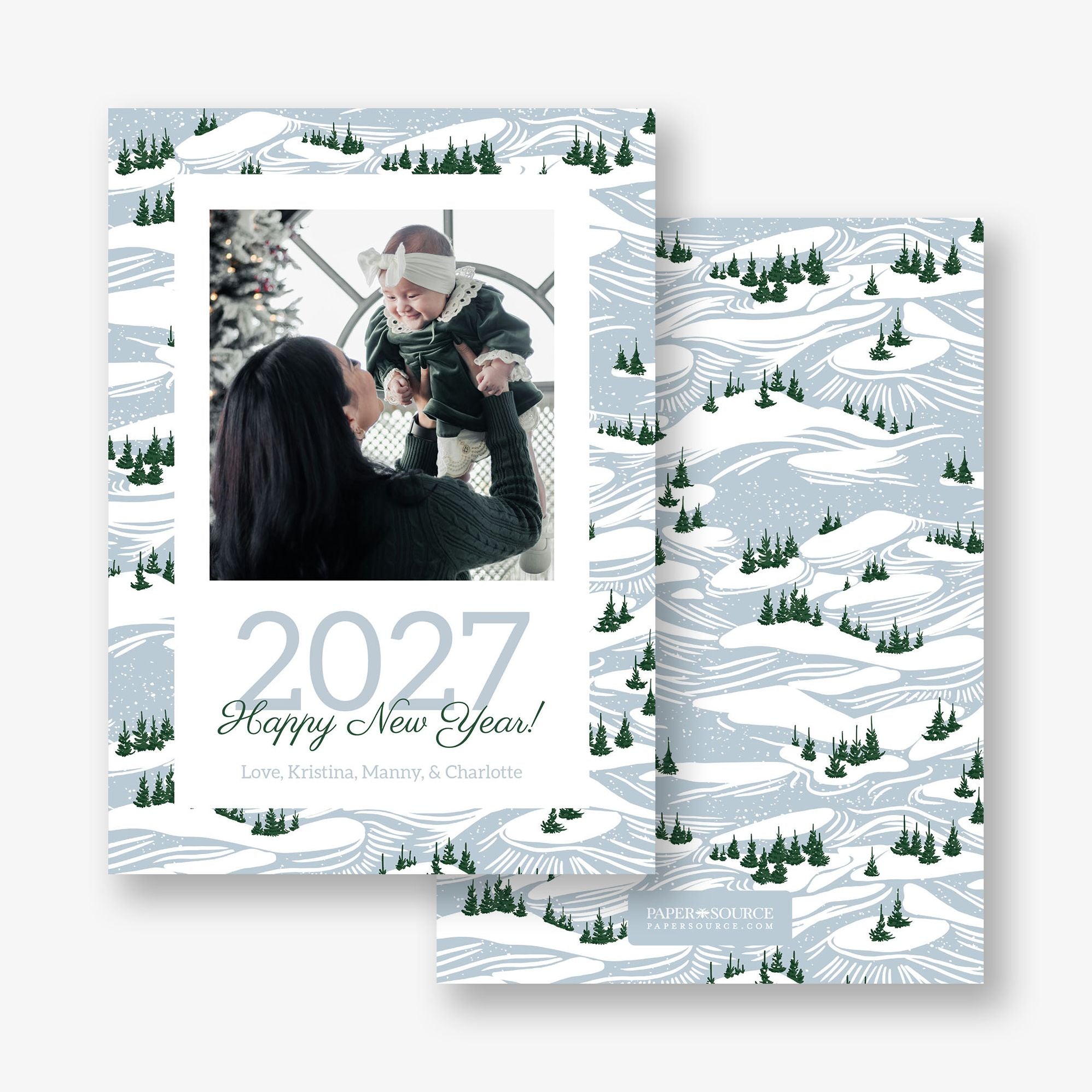 Snowy Forest New Year Photo Card