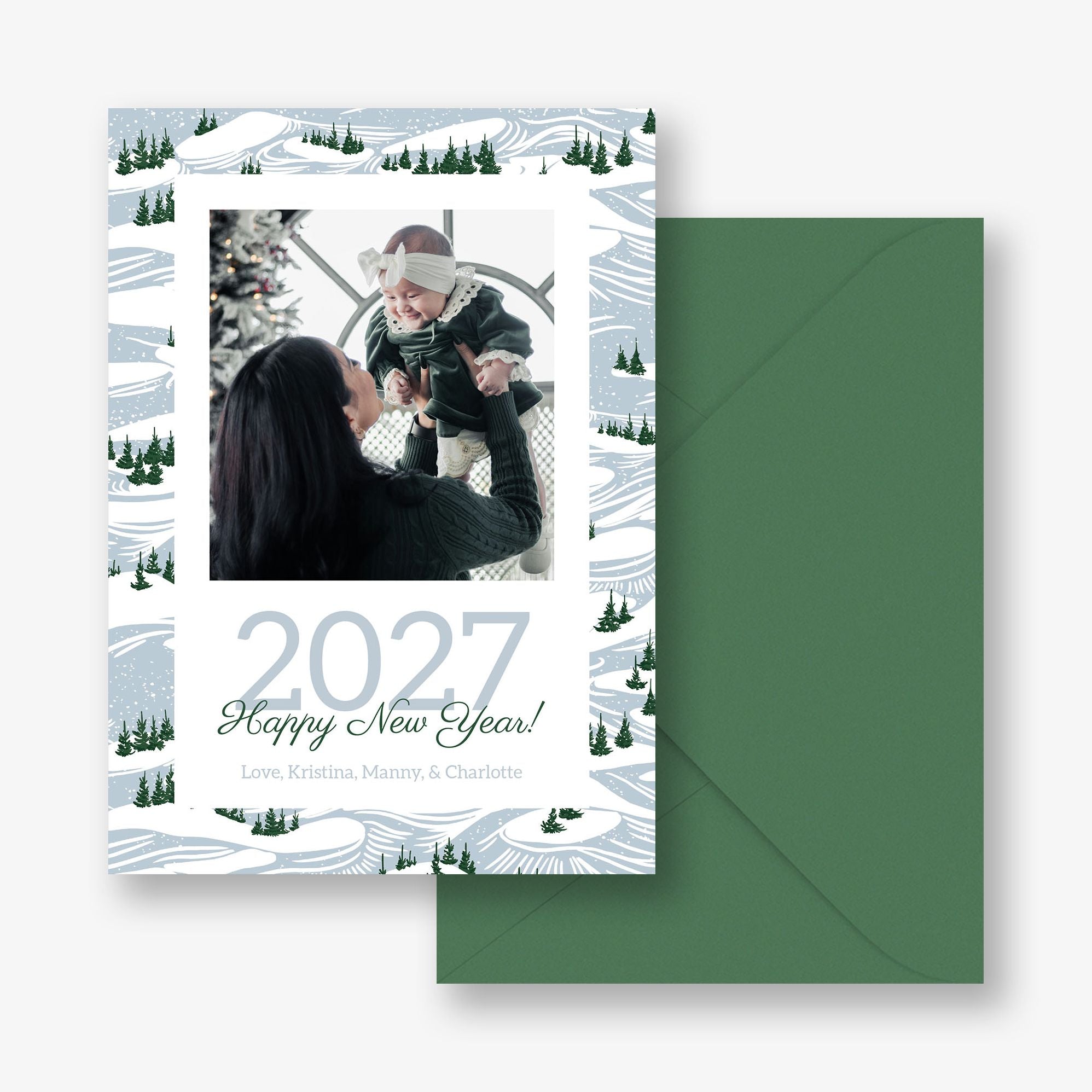 Snowy Forest New Year Photo Card