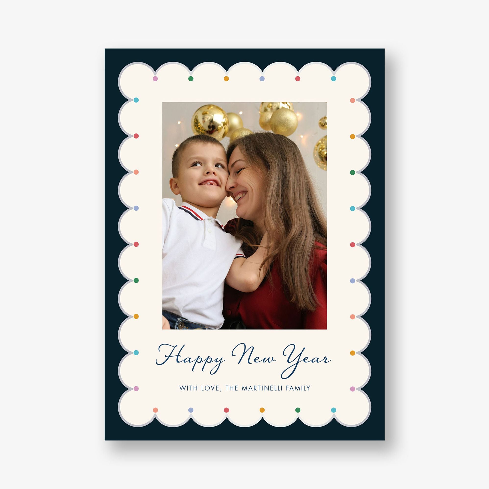 Festive Foil Scallops New Year Photo Card