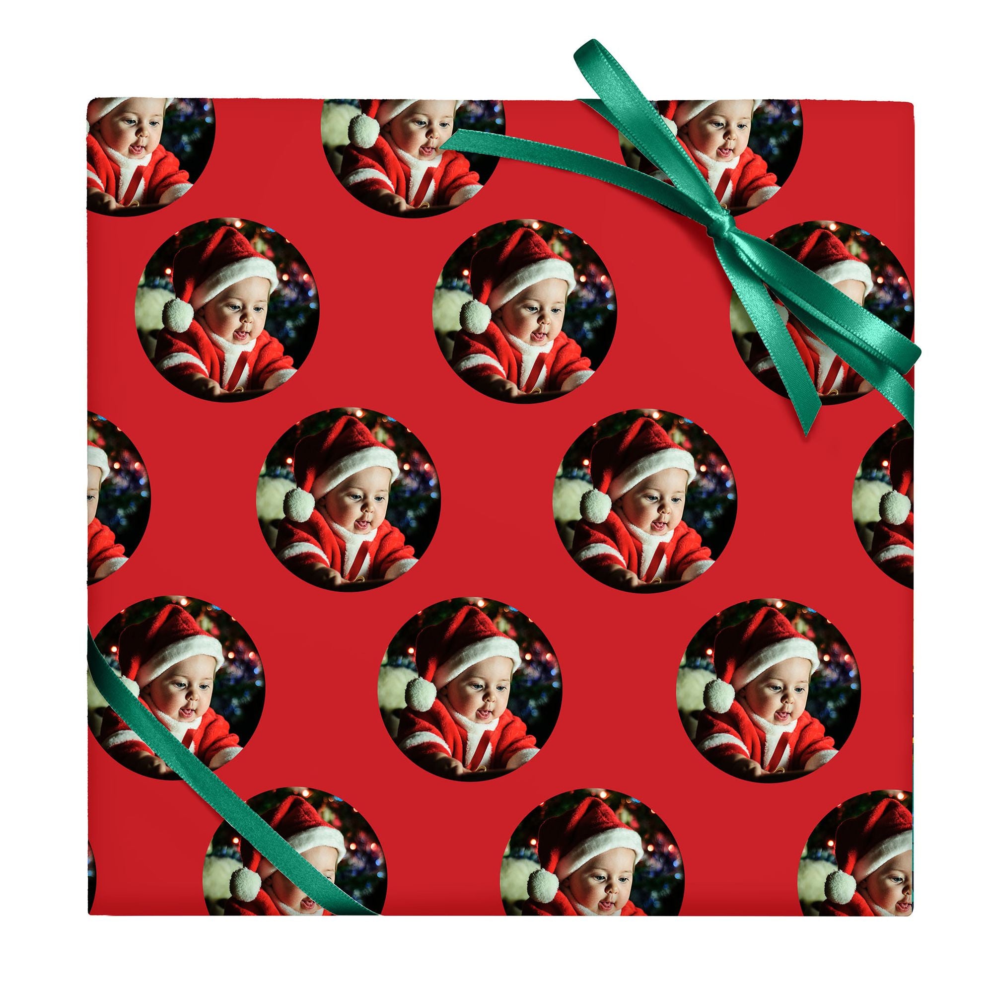 Holiday Circle Photo Frame Custom Wrapping Paper