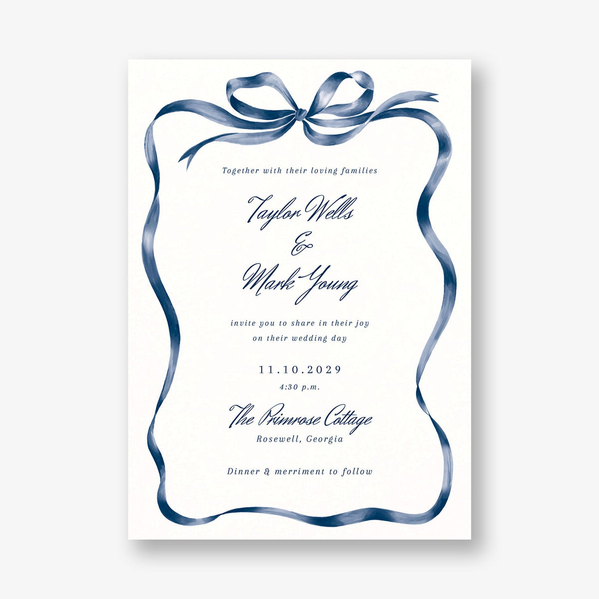 Flowing Bow Wedding Invitation
