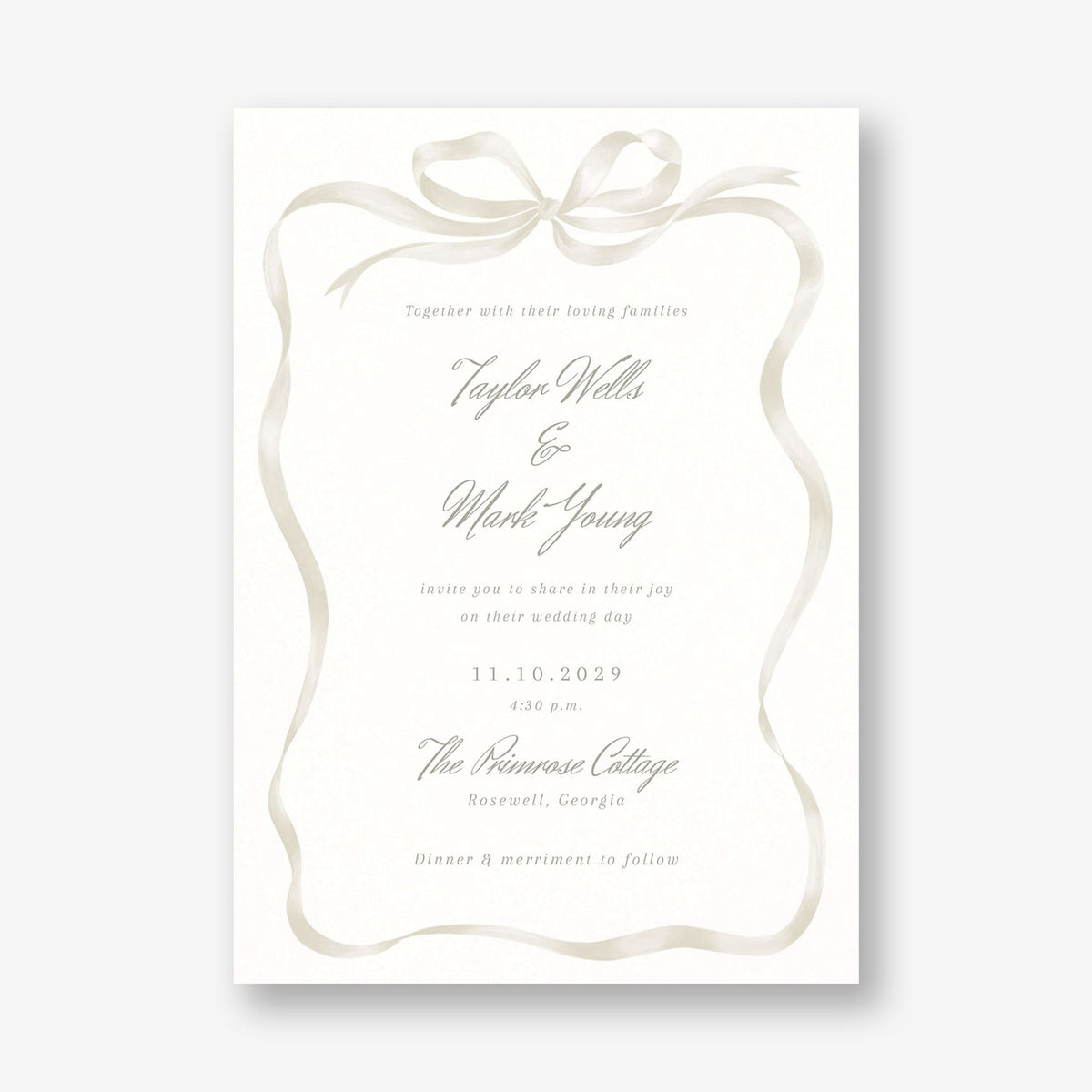 Flowing Bow Wedding Invitation