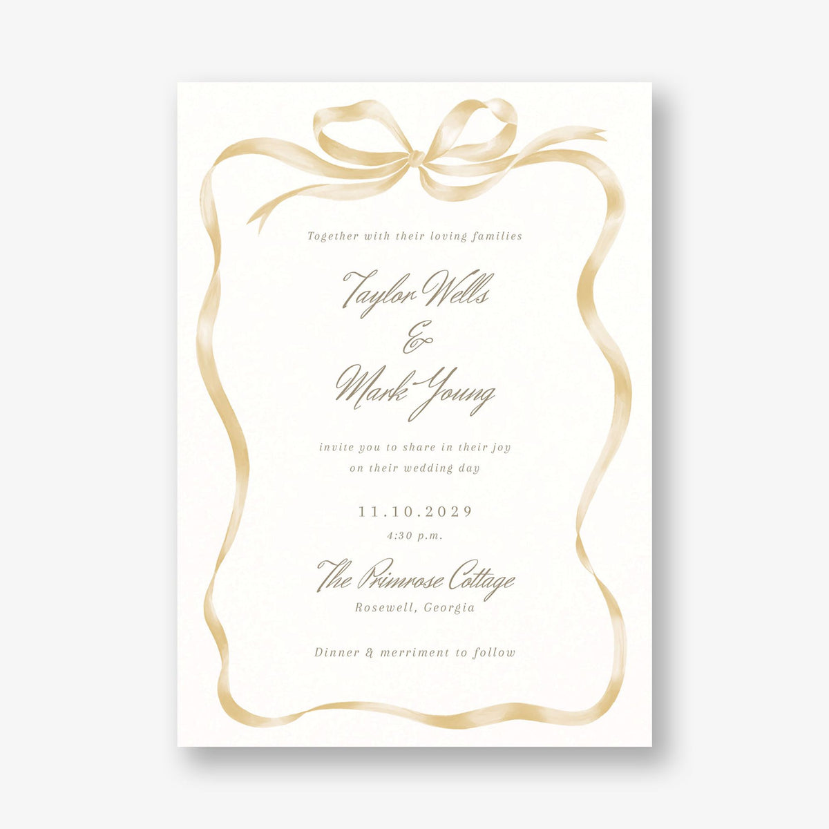Flowing Bow Wedding Invitation