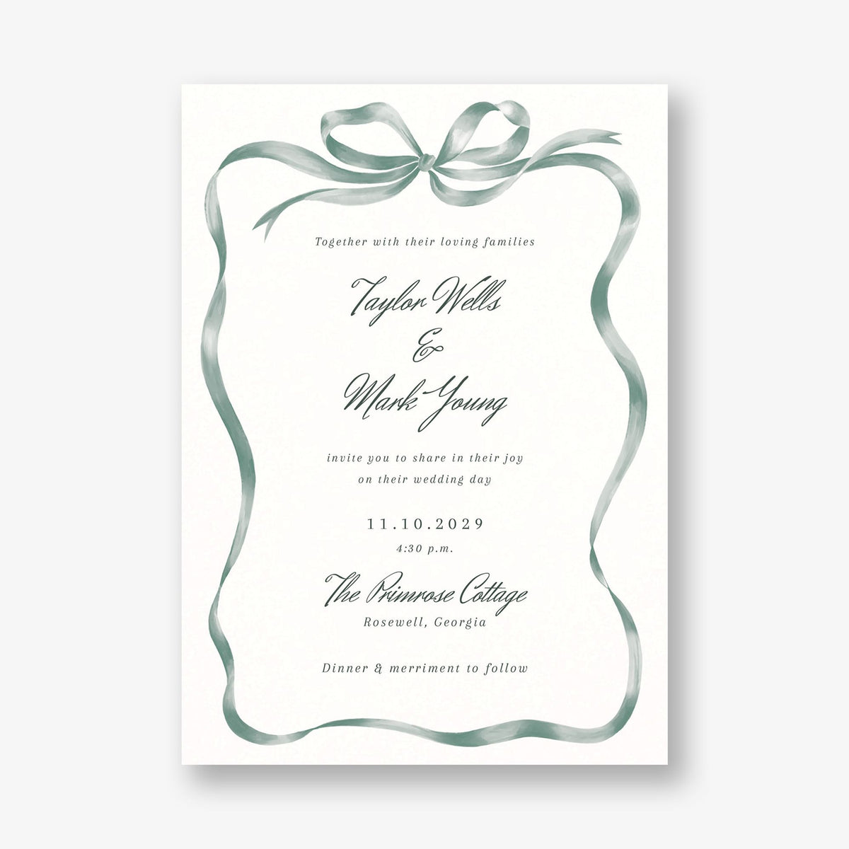 Flowing Bow Wedding Invitation