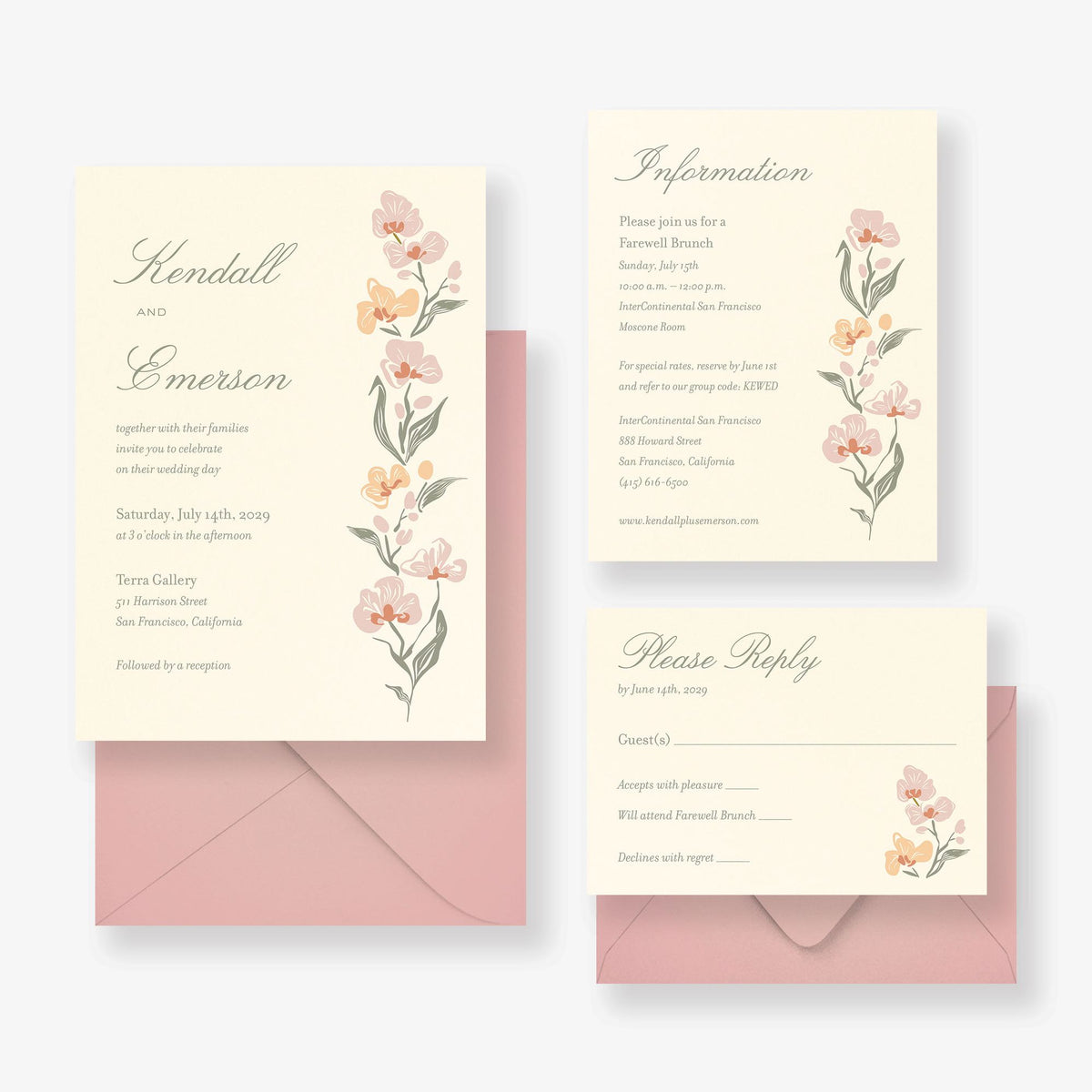 Climbing Florals Wedding Invitation