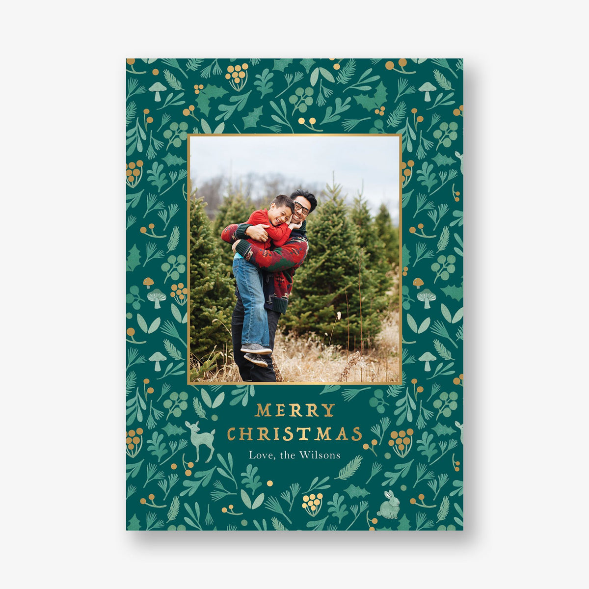 Winter Forest Foil Holiday Photo Card