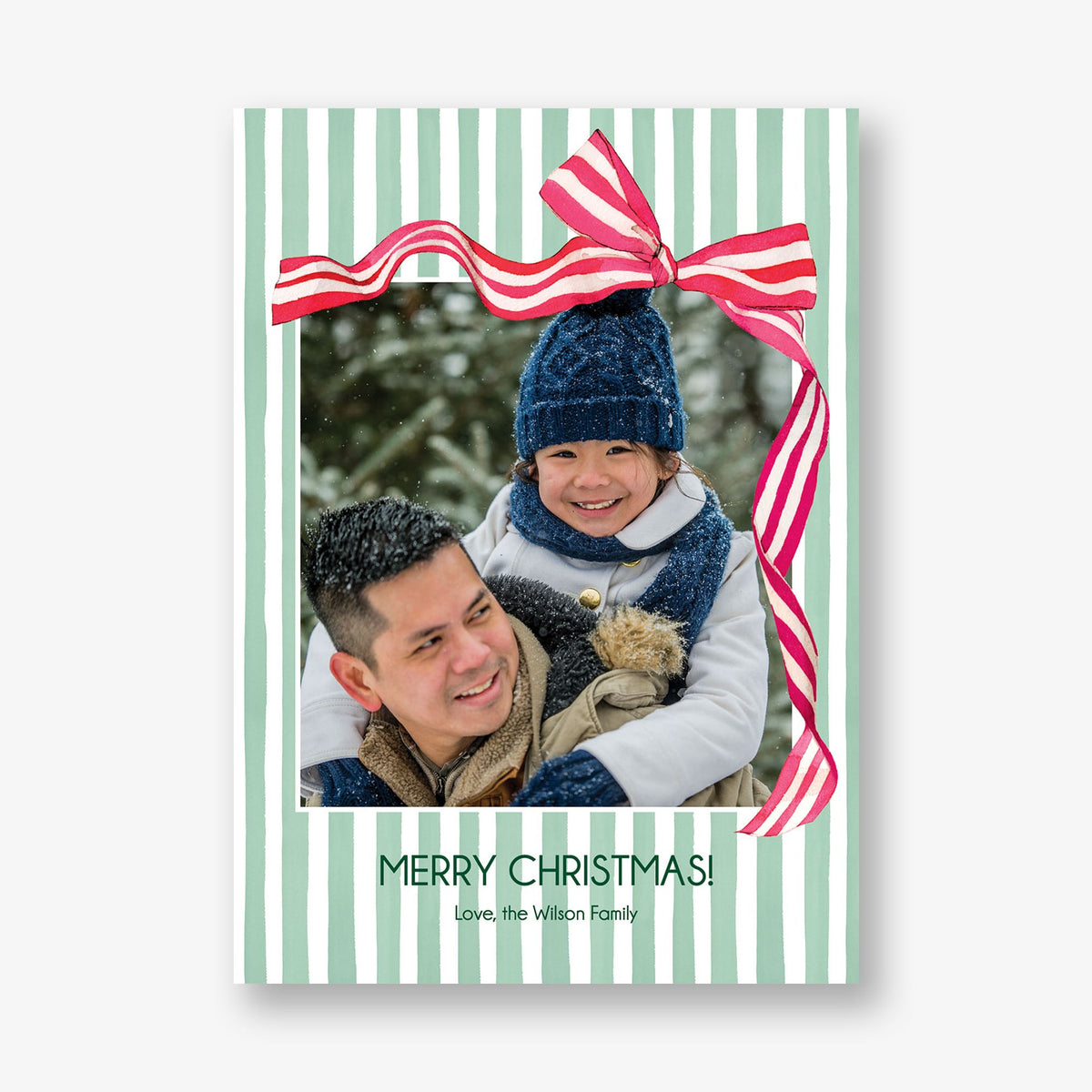 Striped Bow Holiday Photo Card