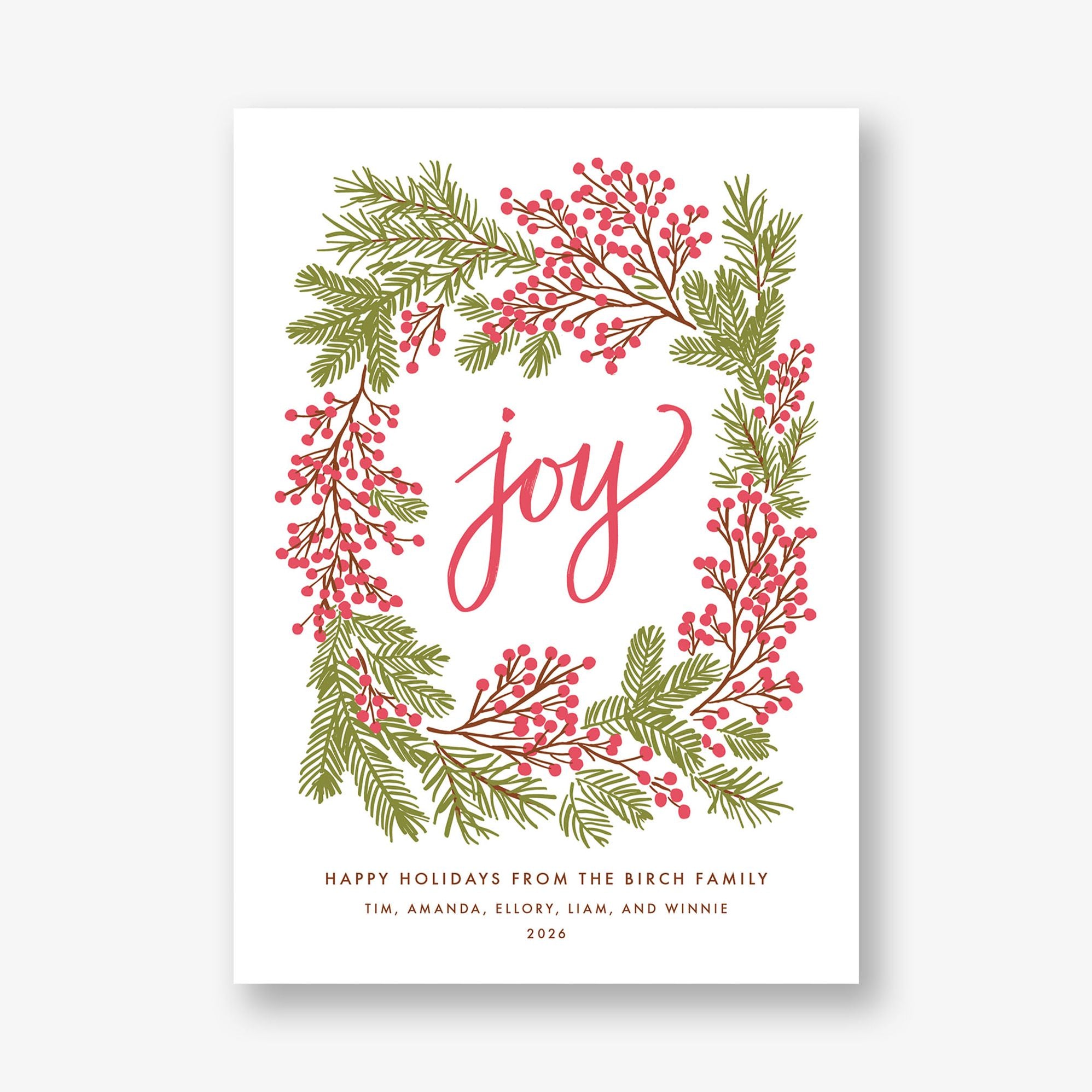 Red Berry Wreath Holiday Card | Paper Source