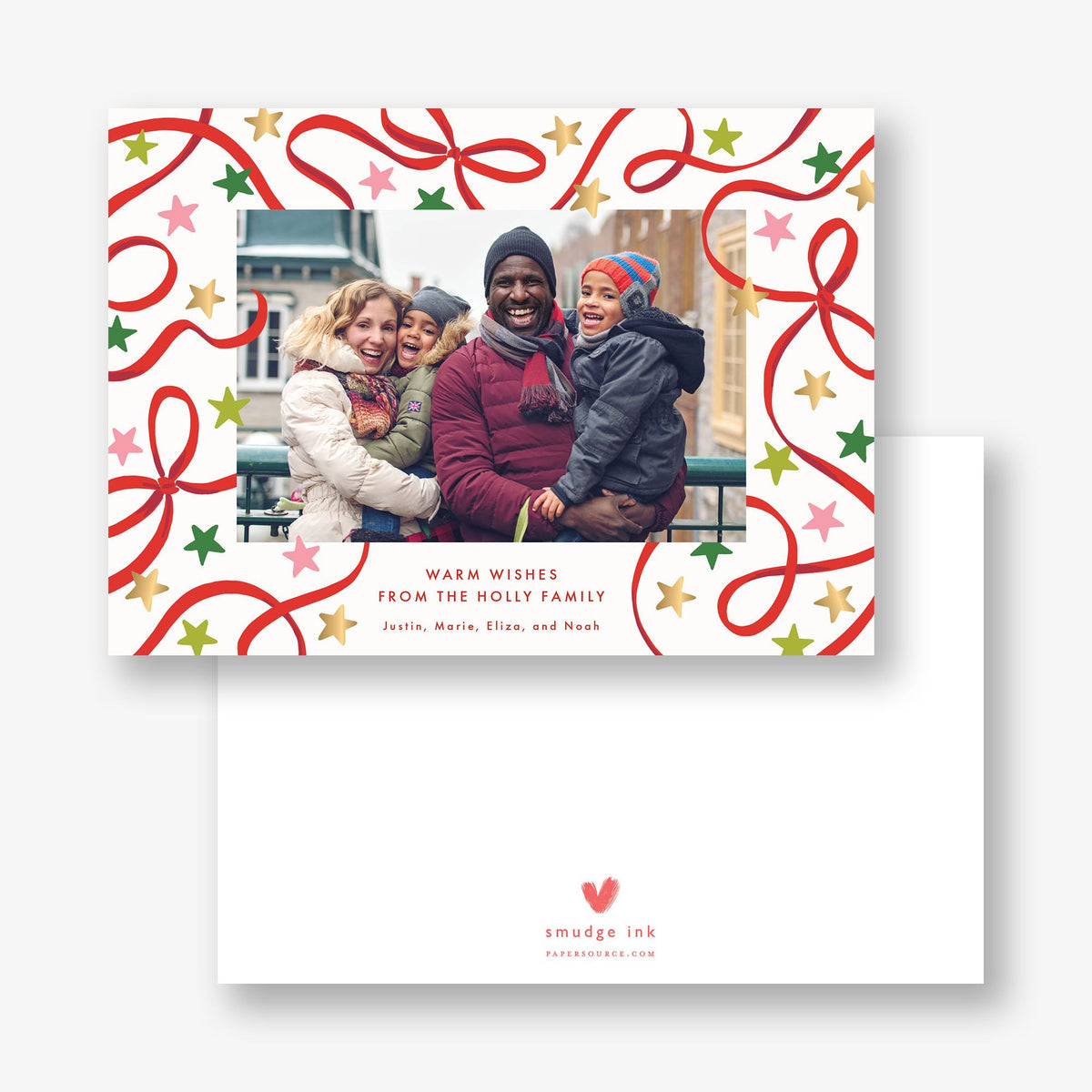 Ribbons and Stars Foil Holiday Photo Card