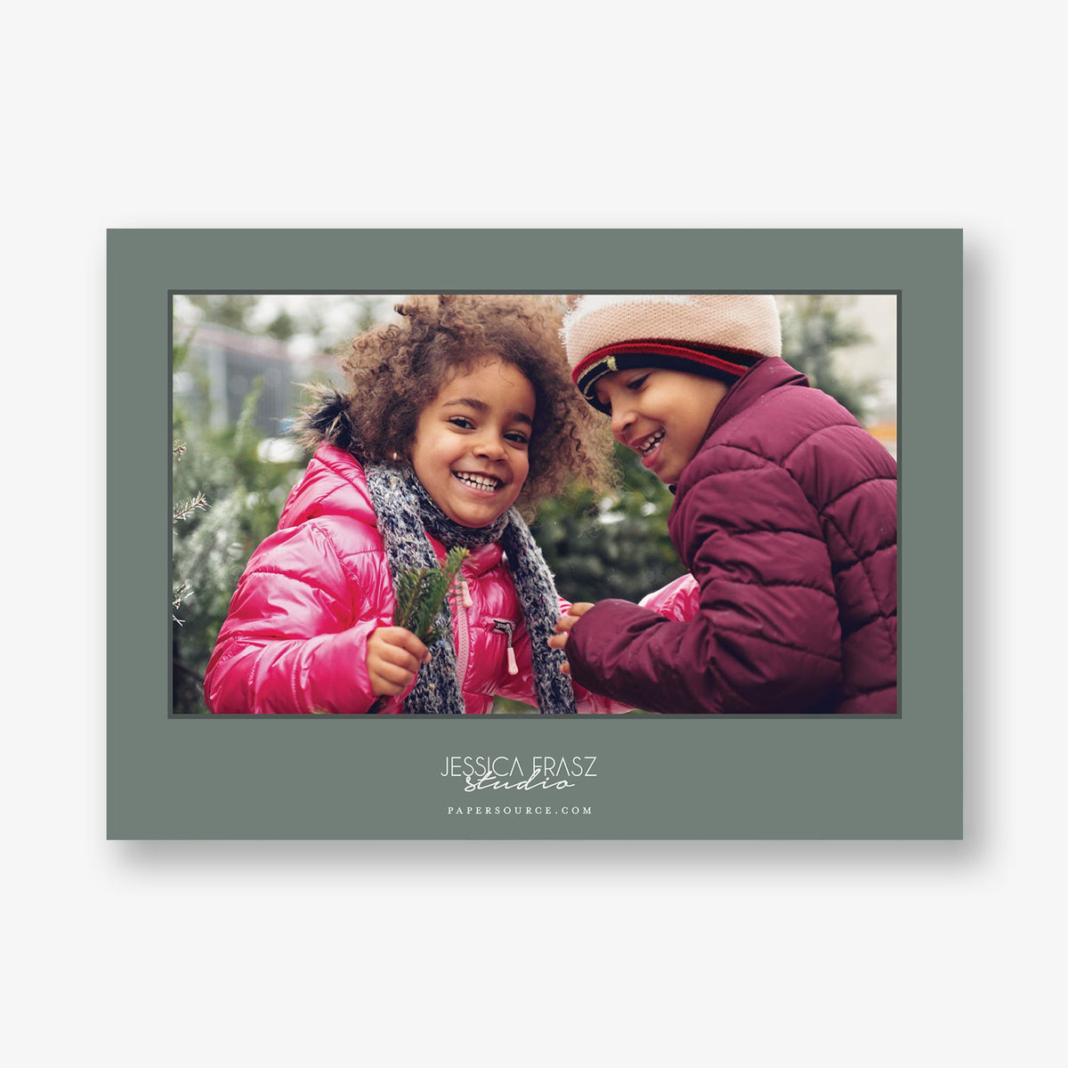 Green Trees Holiday Photo Card