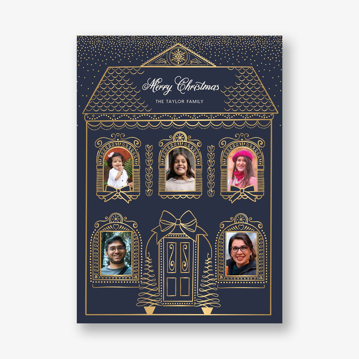 Gingerbread House Foil Holiday Photo Card