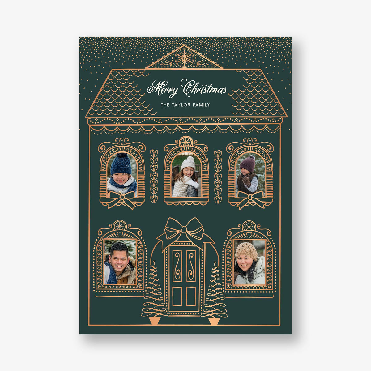 Gingerbread House Foil Holiday Photo Card
