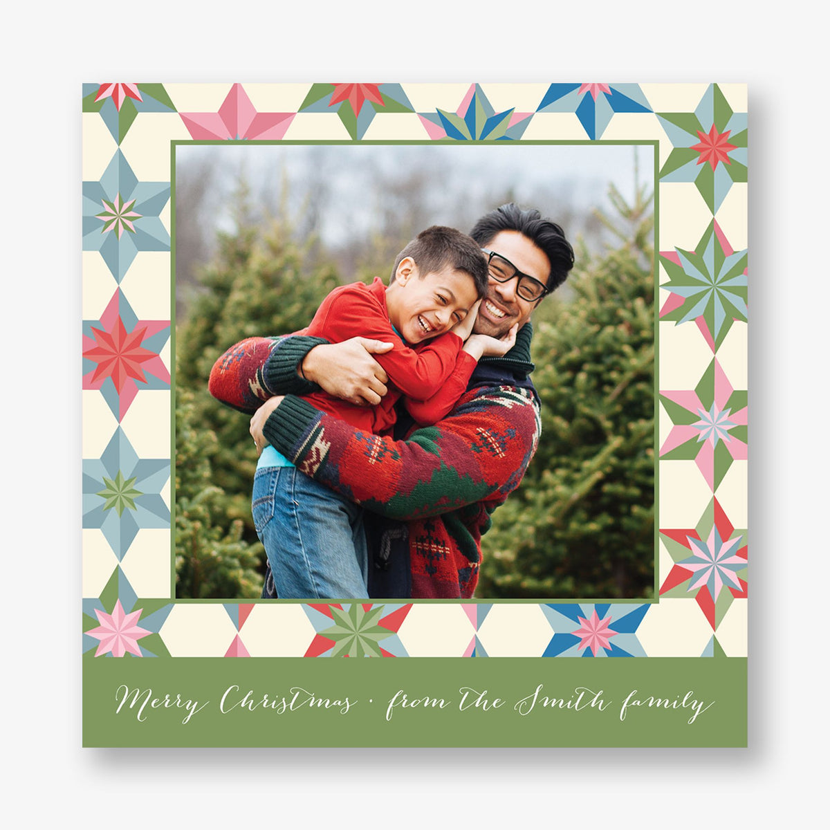 Quilted Stars Holiday Photo Card