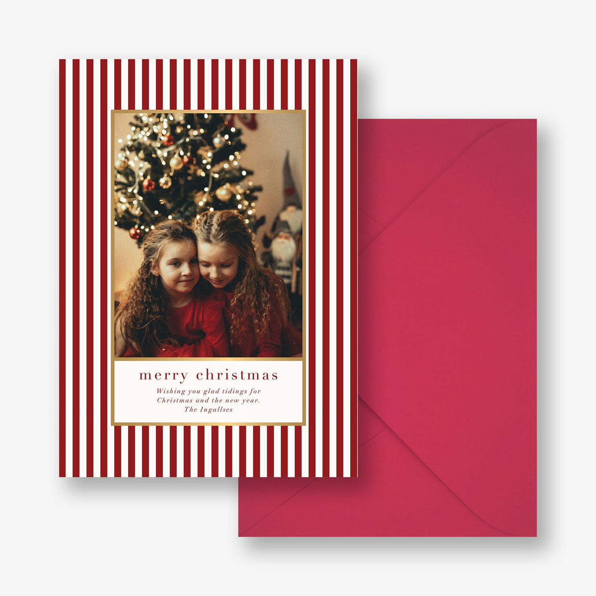 Pinstripe Frame Foil Holiday Photo Card