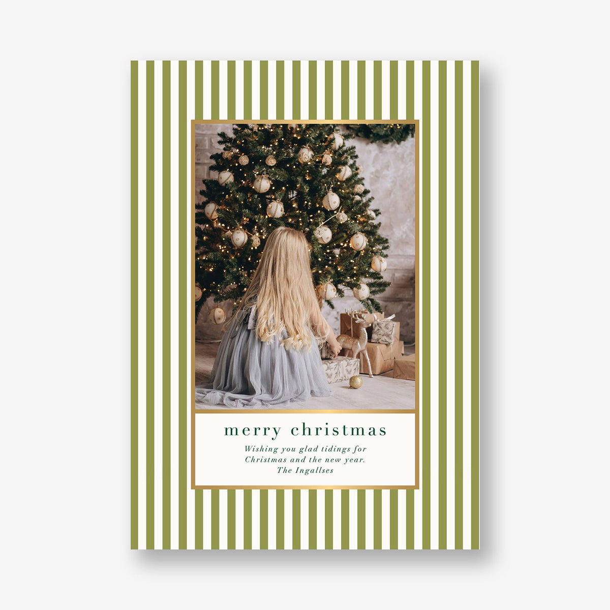 Pinstripe Frame Foil Holiday Photo Card