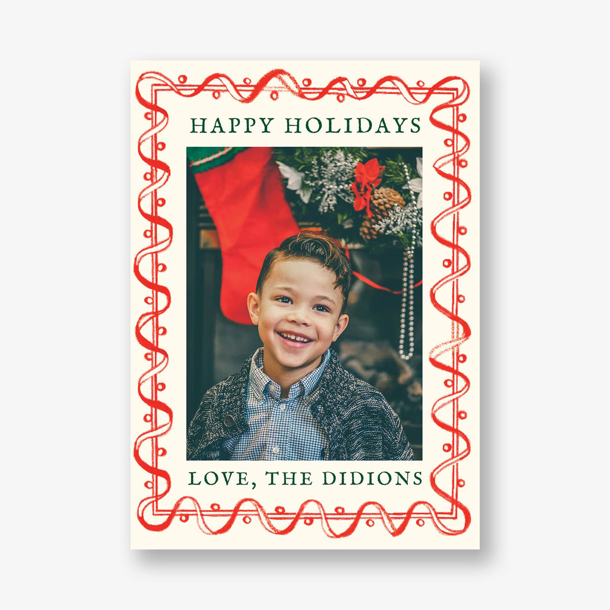 Ribbon Trim Holiday Photo Card
