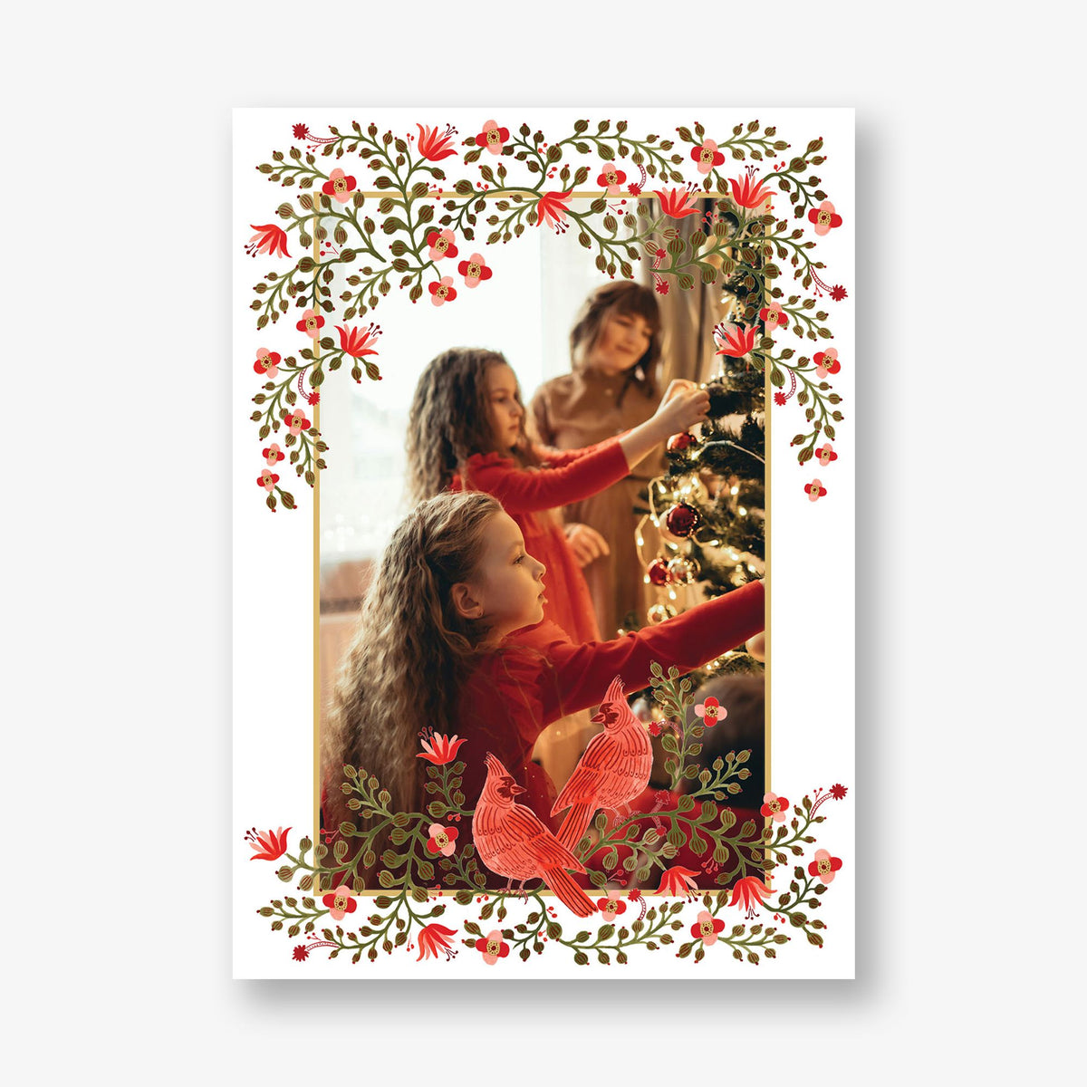 Cardinal Duo Frame Holiday Photo Card