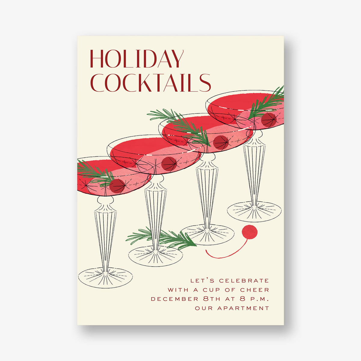 Evergreen Garnish Holiday Invitation