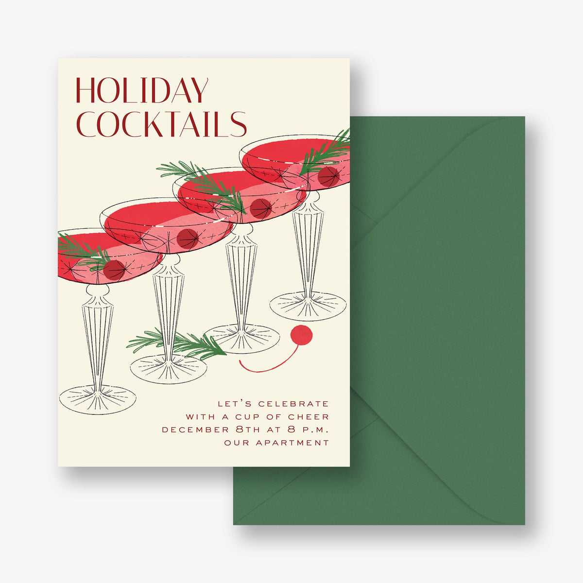 Evergreen Garnish Holiday Invitation
