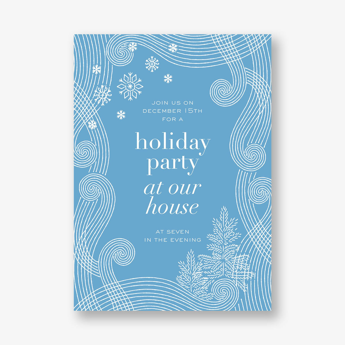 Snowflake Swirl Holiday Invitation