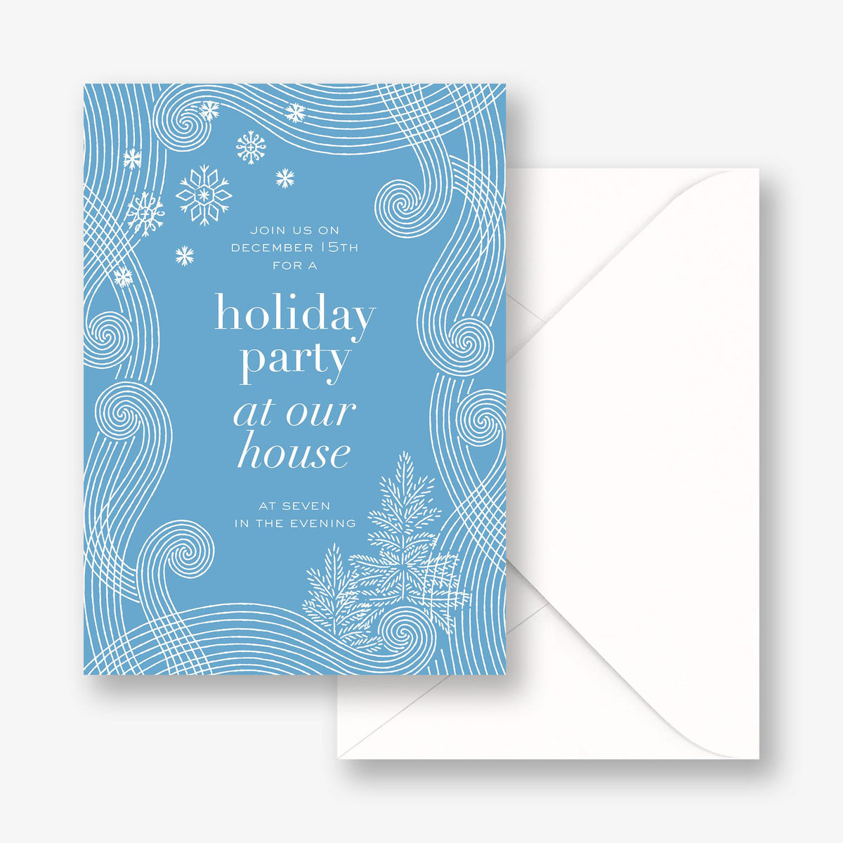 Snowflake Swirl Holiday Invitation