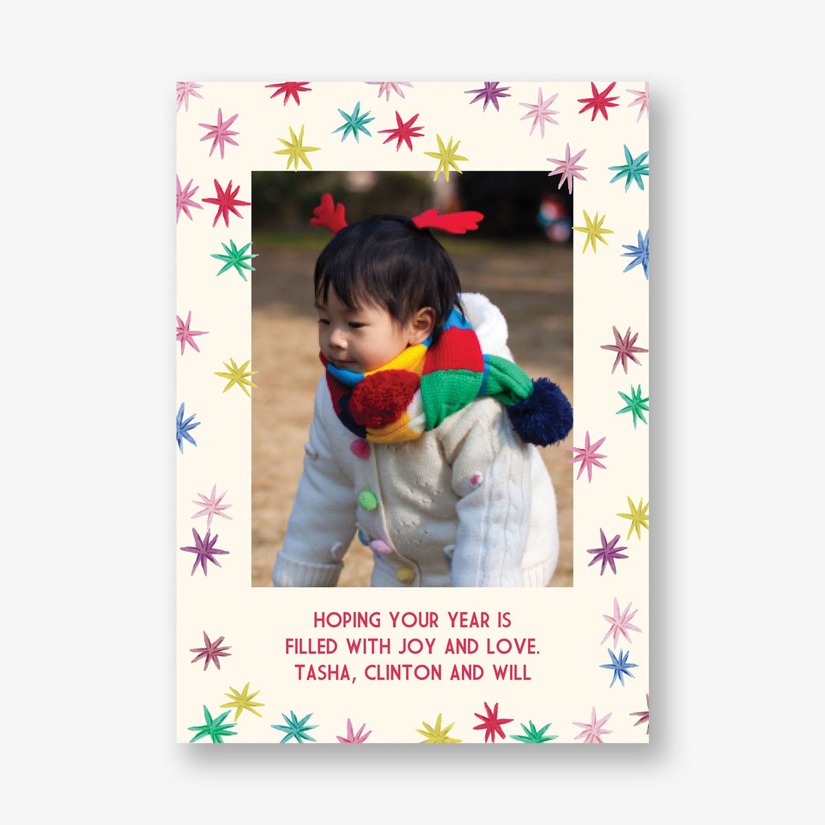 Colorful Stars Holiday Photo Card
