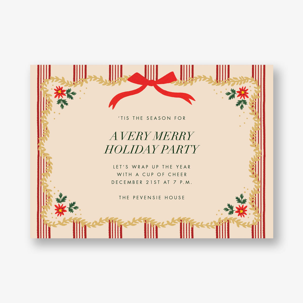 Pops of Poinsettia Foil Holiday Invitation