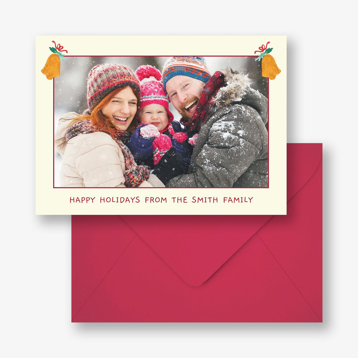 Holly Bells Holiday Photo Card