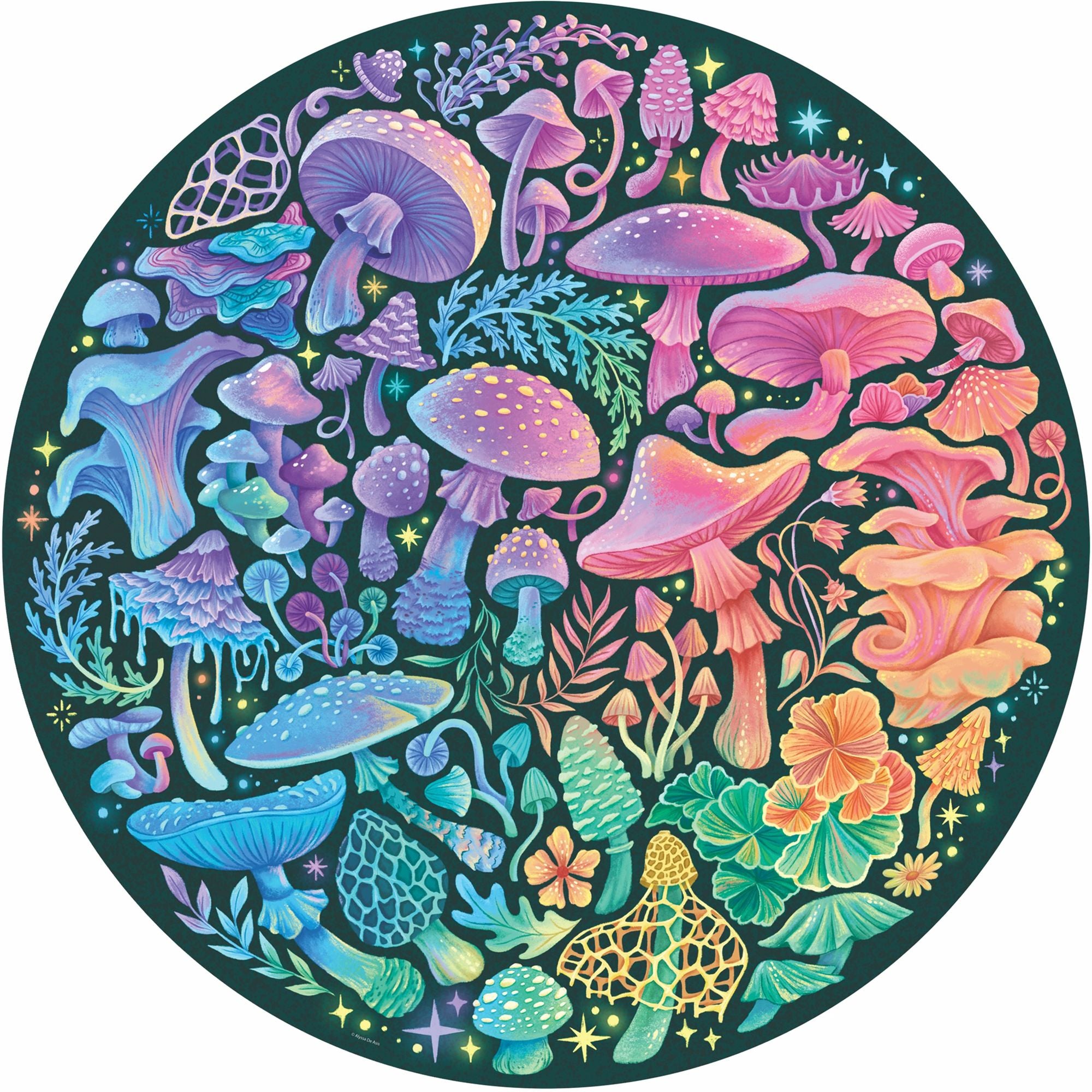 Mushrooms 500 Piece Round Puzzle