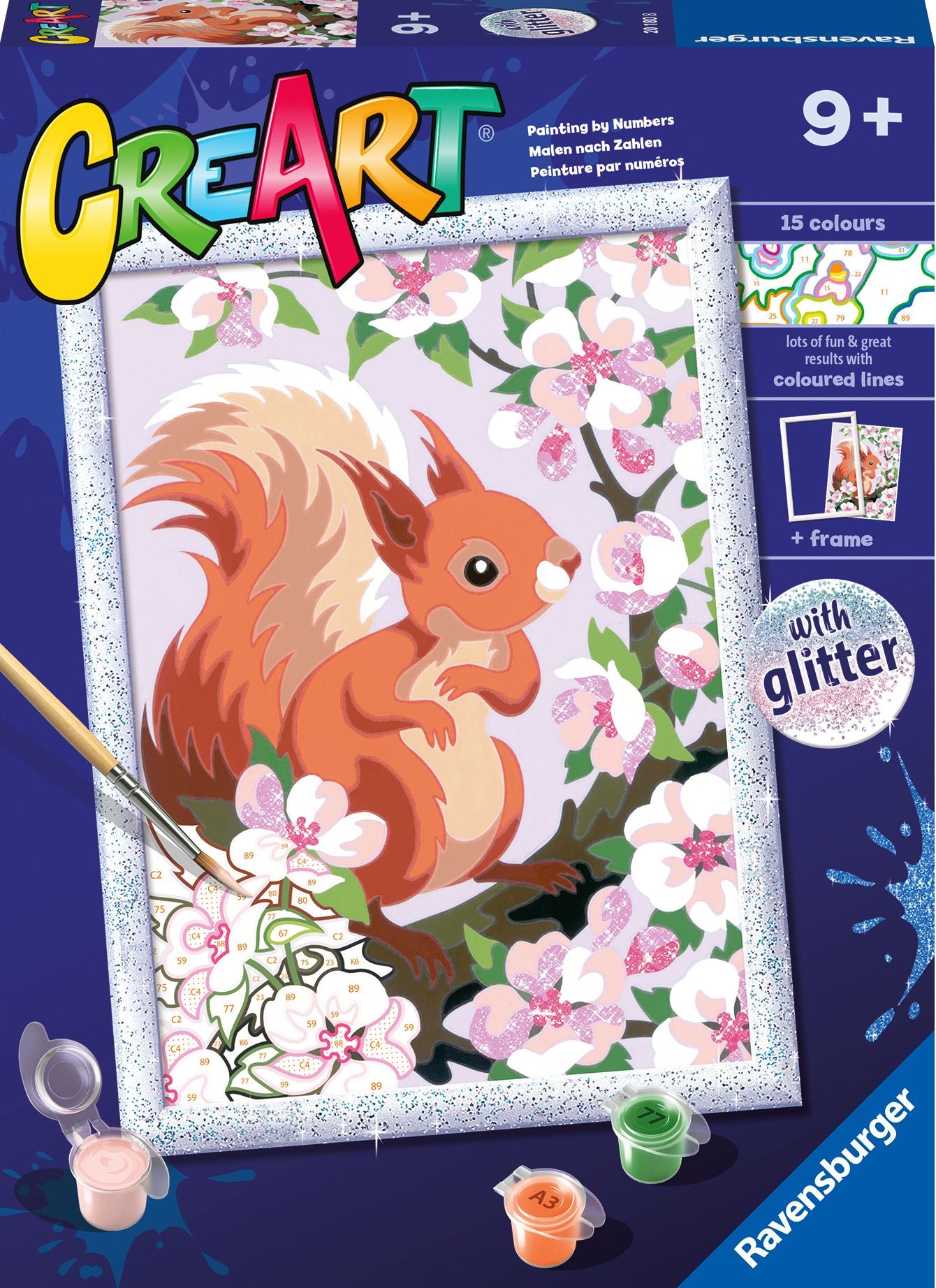 CreArt Paint by Number - Spring Squirrel w/Glitter