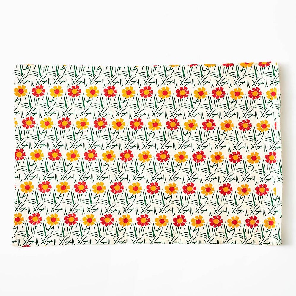 Red & Yellow Retro Flower Handmade Paper