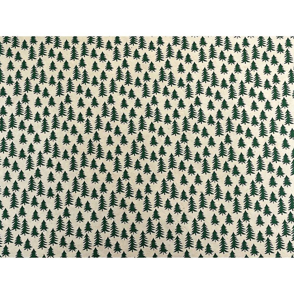 Christmas Trees on White Handmade Paper