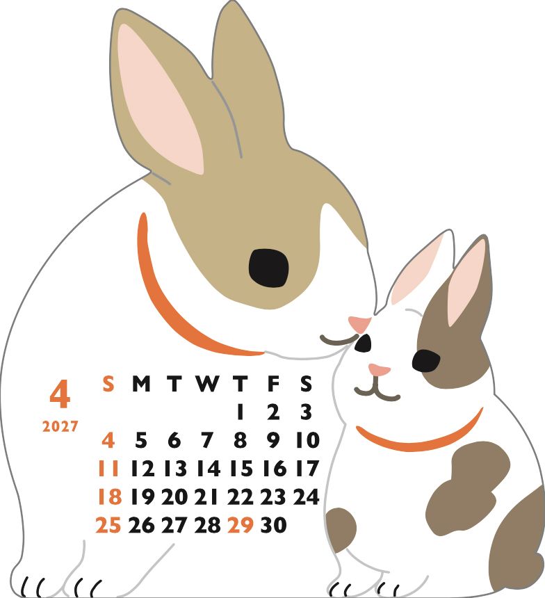 2027 Die-Cut Calendar Mini - Rabbits