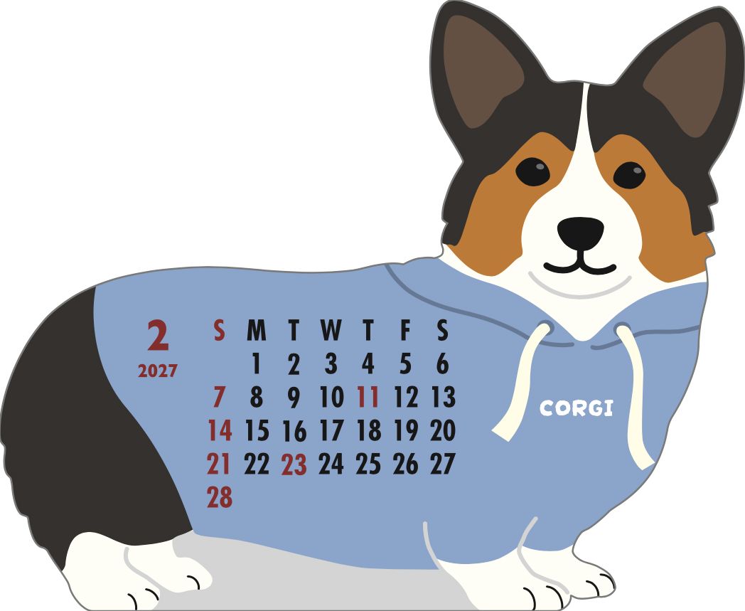 2027 Die-Cut Calendar - Welsh Corgi