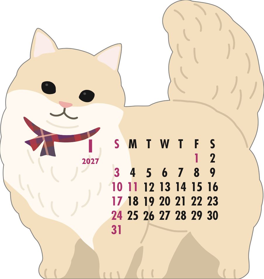 2027 Die-Cut Calendar - Munchkin Cat