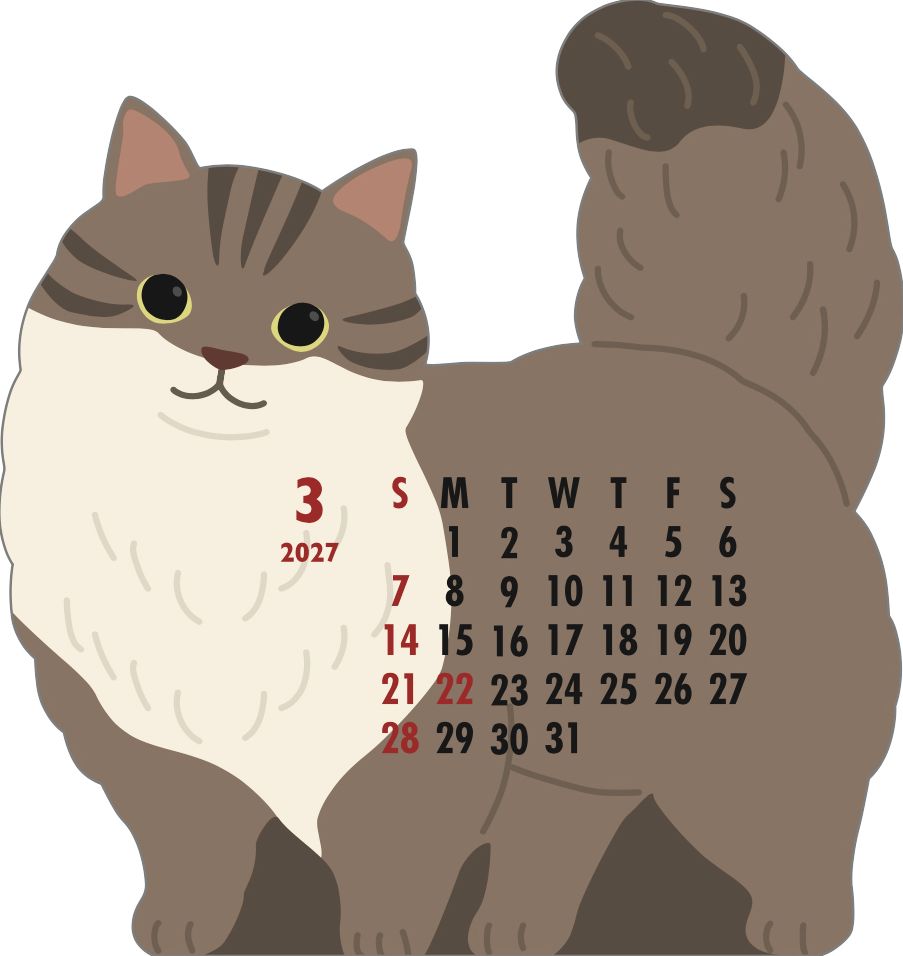 2027 Die-Cut Calendar - Munchkin Cat