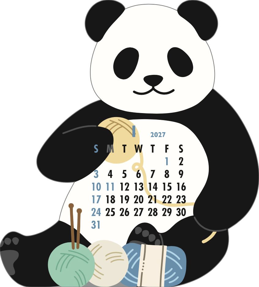 2027 Die-Cut Calendar - Panda