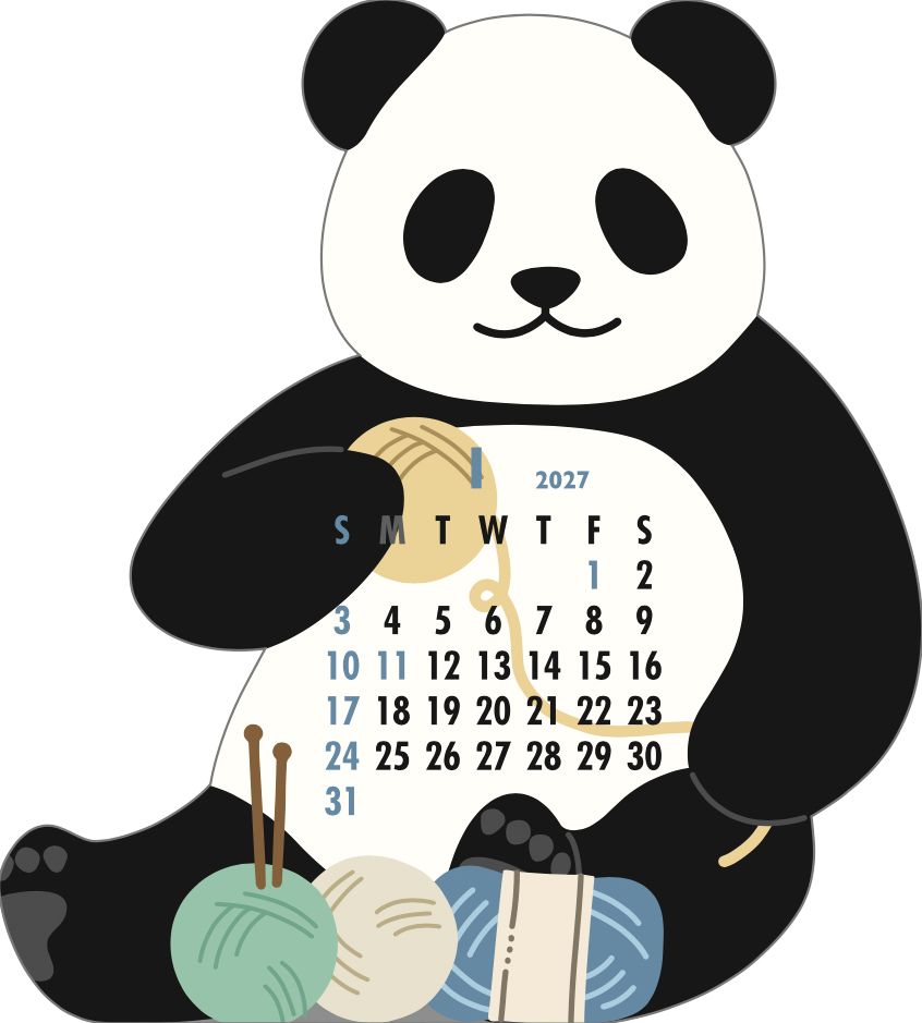 2027 Die-Cut Calendar - Panda