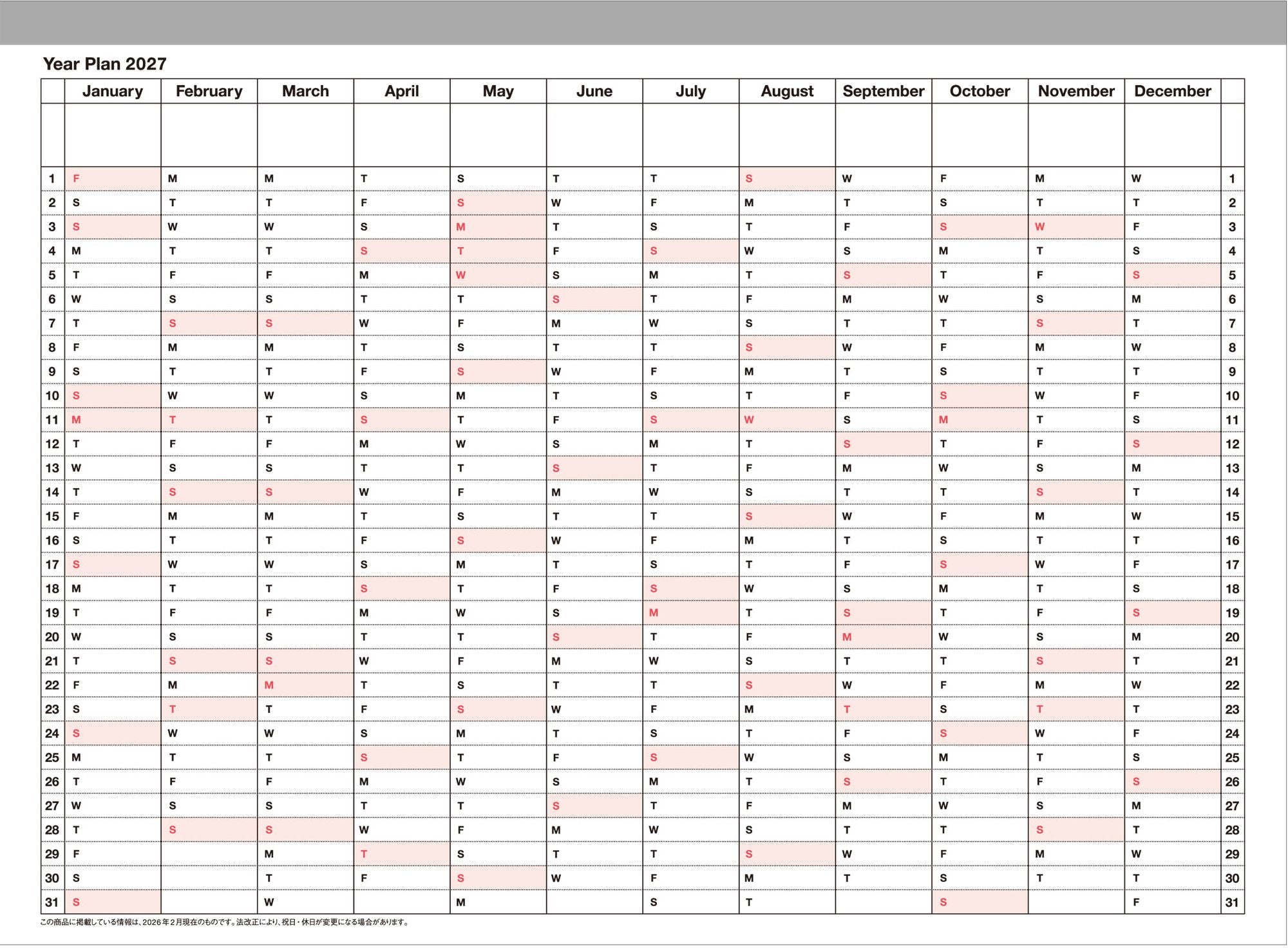 2027 Marks Yellow Jan Start S Weekly Desk Planner