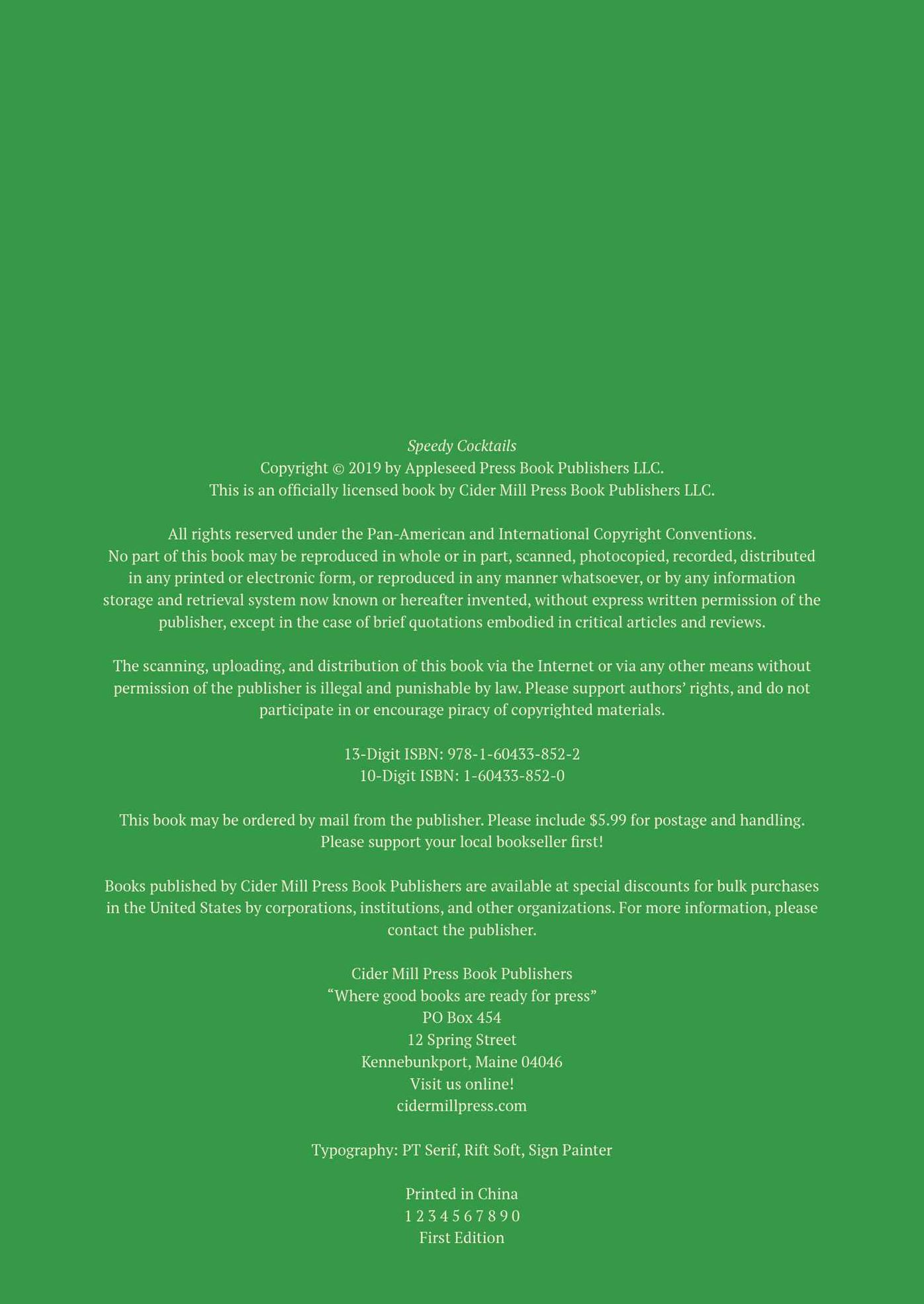 Speedy Cocktails: 120 Drinks Mixed in Minutes